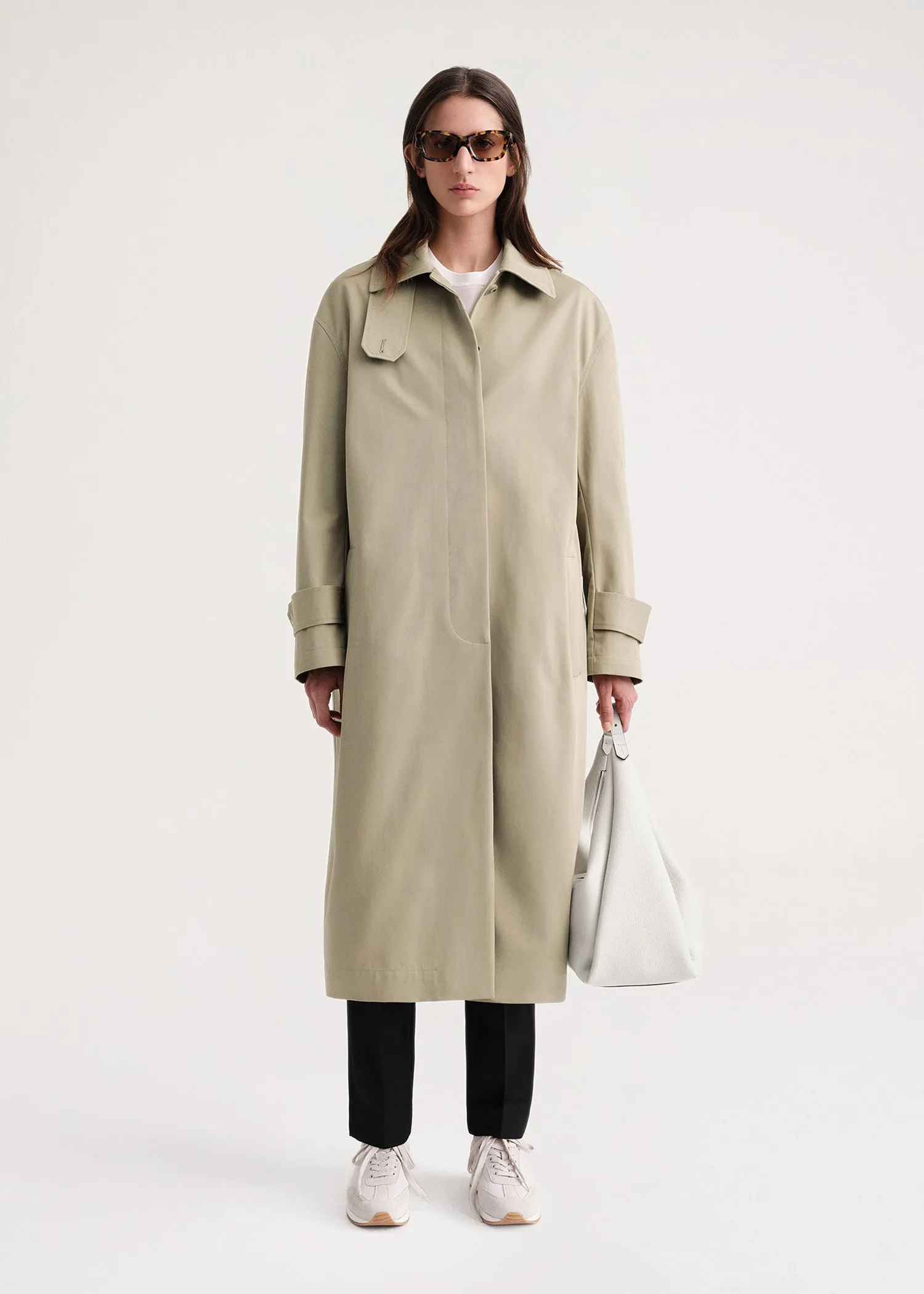 Oversized gabardine car coat trench beige sold by Toteme