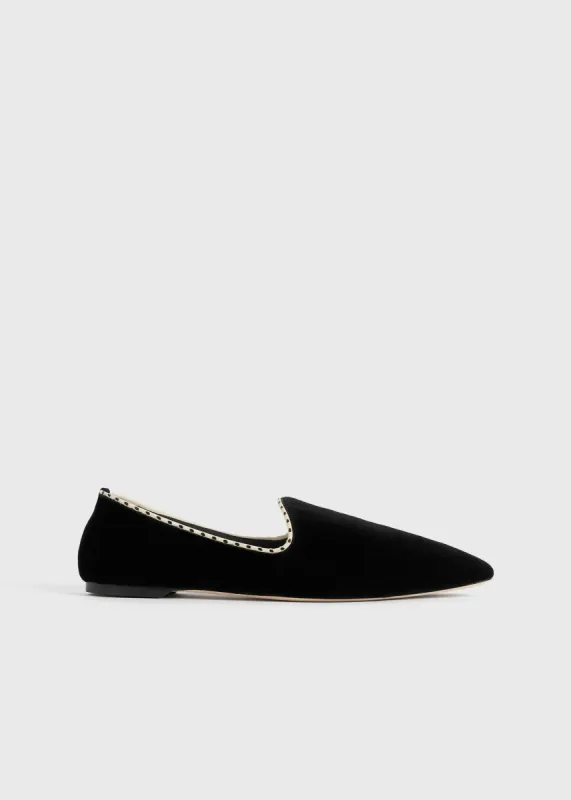 Velvet venetian slippers black sold by Toteme