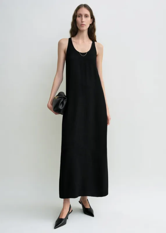 Scoop-neck sablé dress black sold by Toteme
