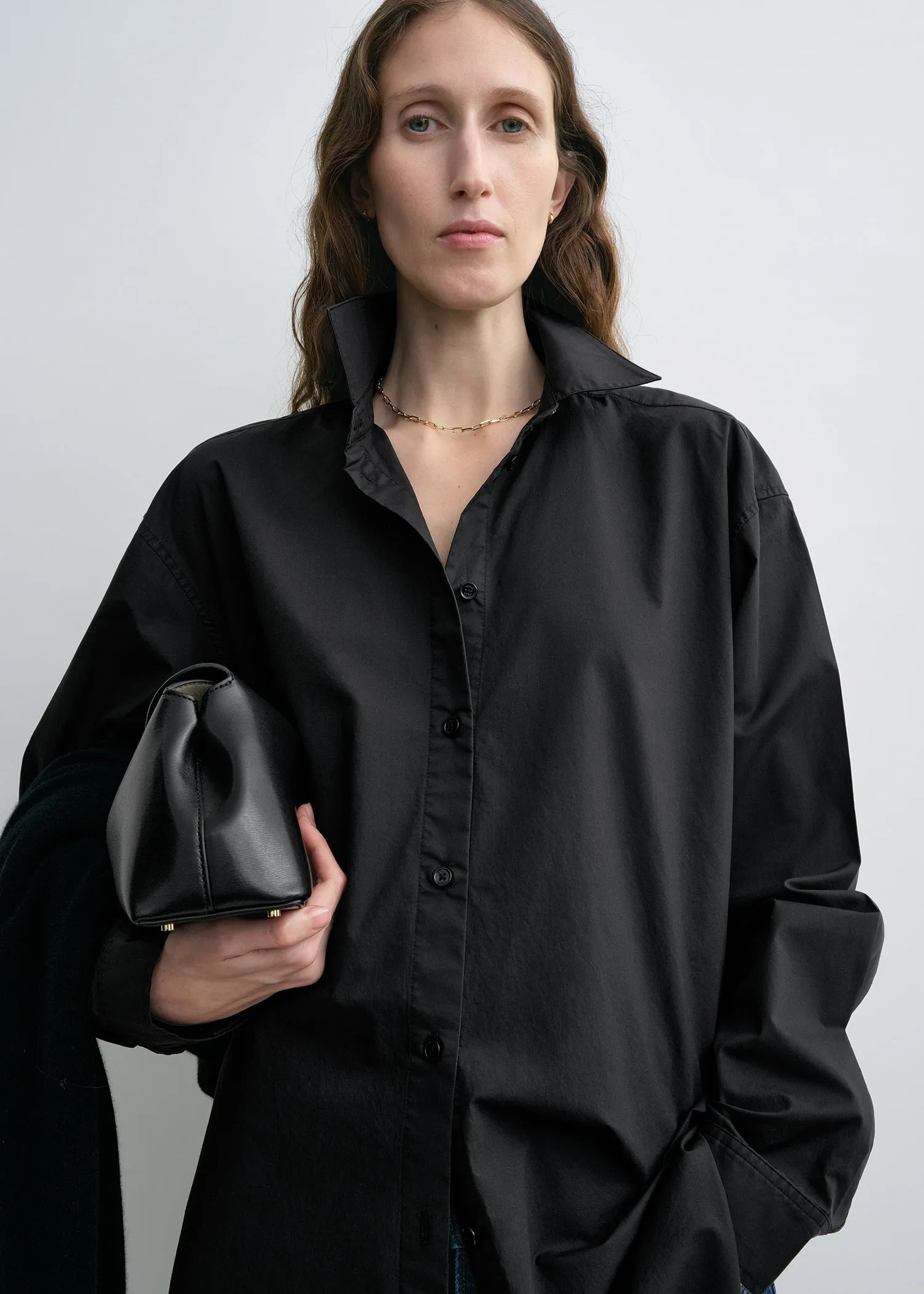 Classic tumbled shirt washed black sold by Toteme product image thumbnail 4