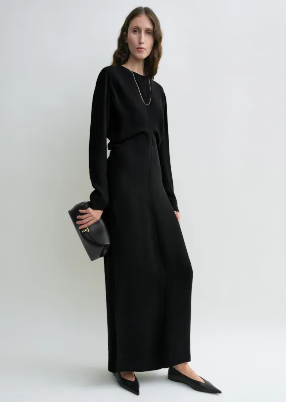 Long-sleeve slouch waist dress black sold by Toteme