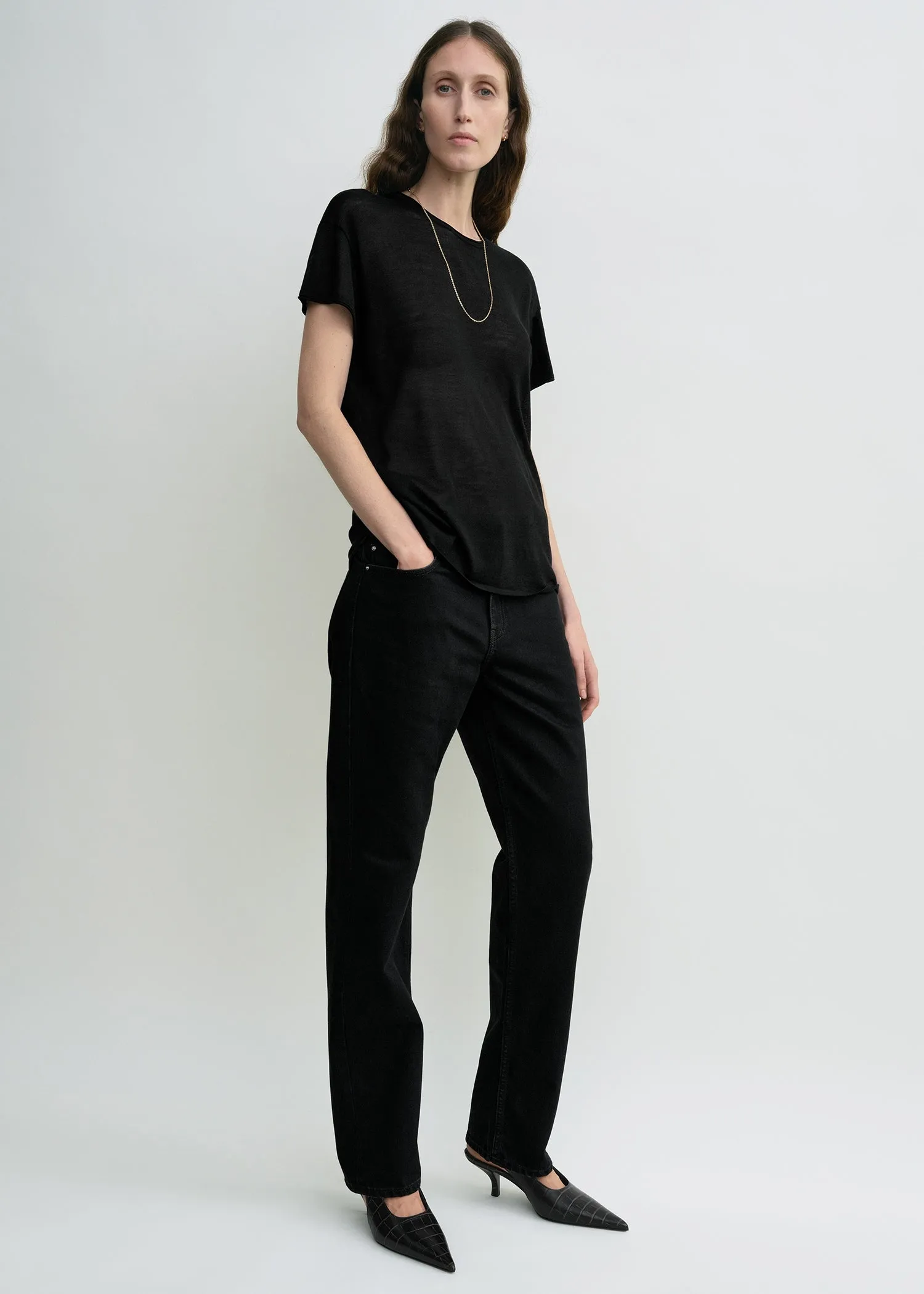 Silk tee black sold by Toteme