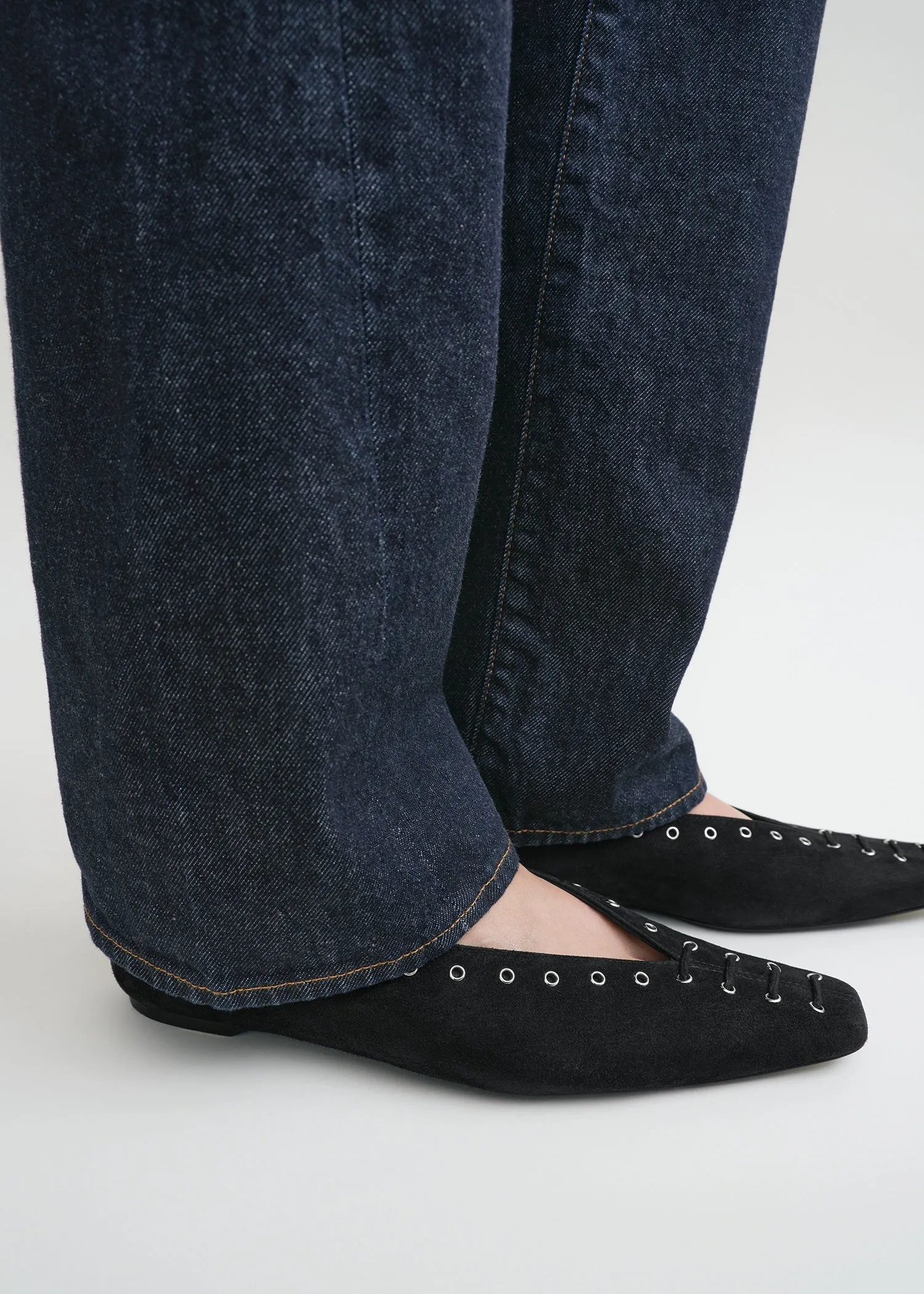 Suede lace-up ballerinas black sold by Toteme product image thumbnail 3