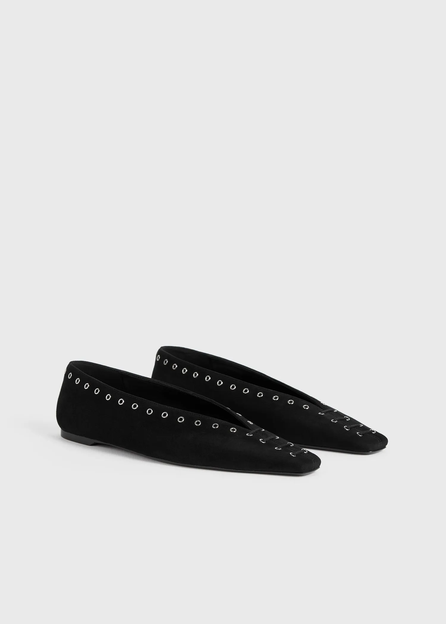 Suede lace-up ballerinas black sold by Toteme product image thumbnail 4
