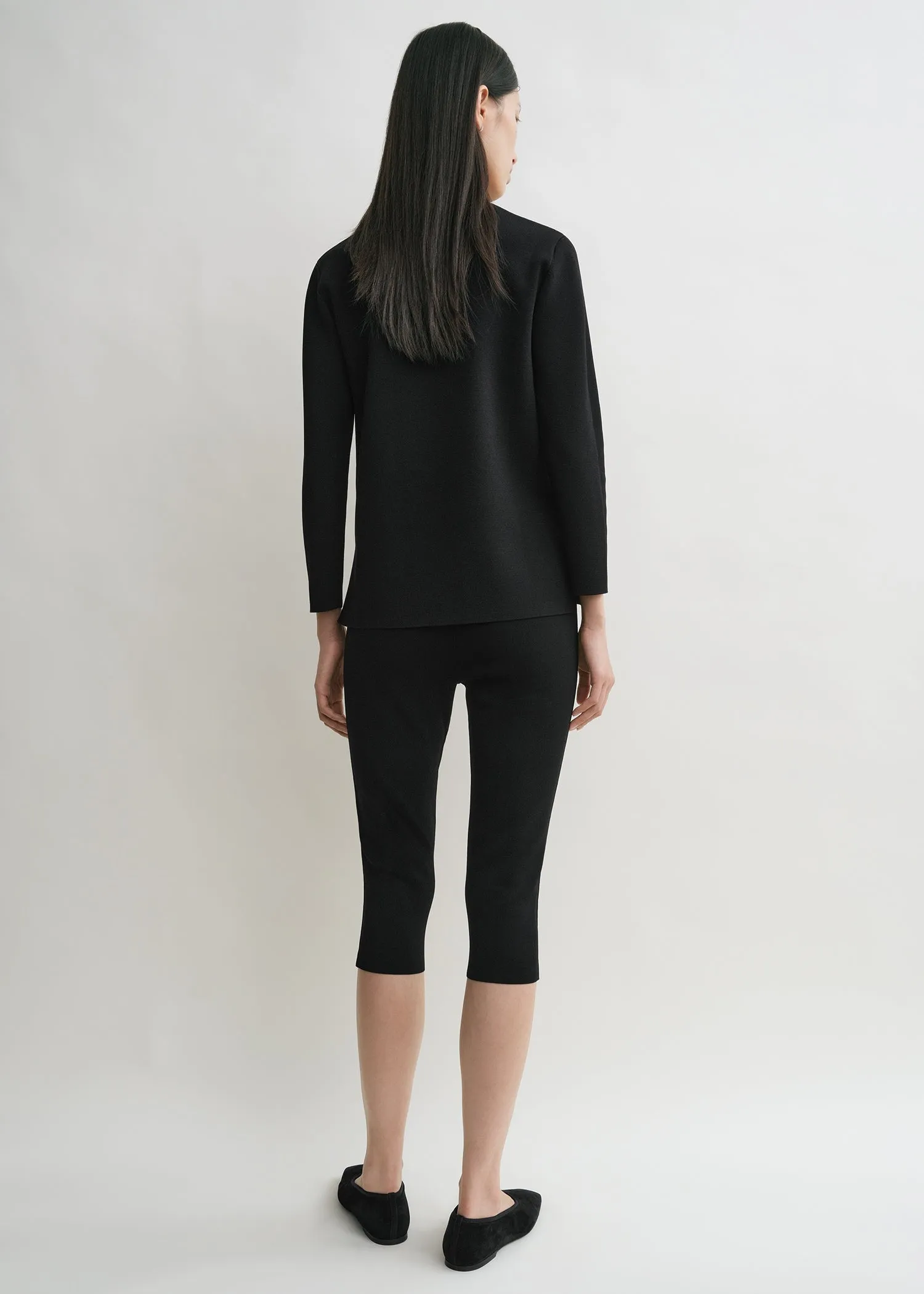 Compact knit capri trousers black sold by Toteme product image thumbnail 3
