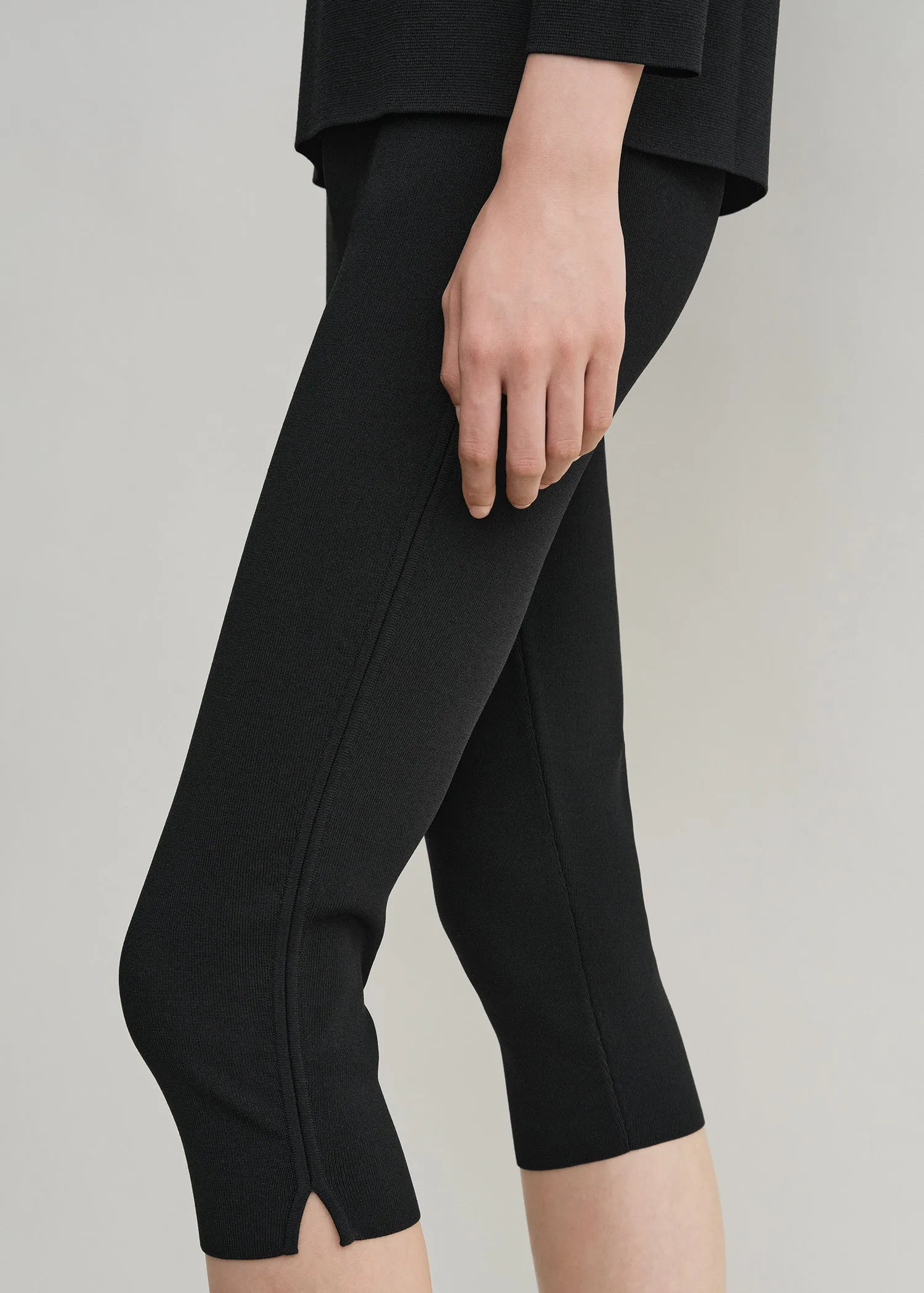 Compact knit capri trousers black sold by Toteme product image thumbnail 4