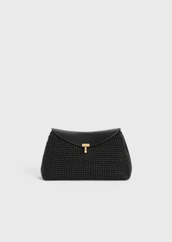 T-Lock woven-leather clutch black sold by Toteme