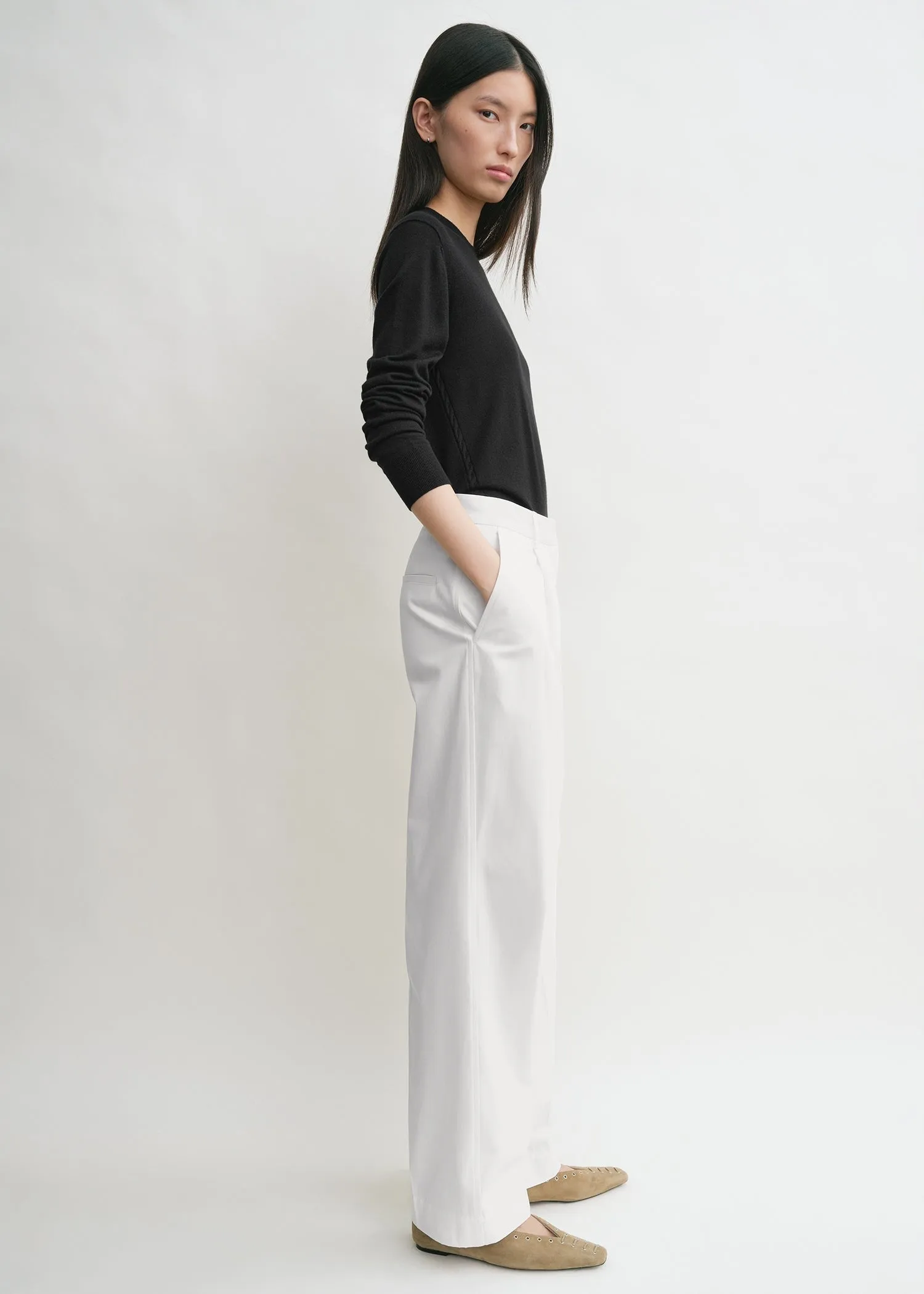 Slanted pocket trousers white sold by Toteme product image thumbnail 2