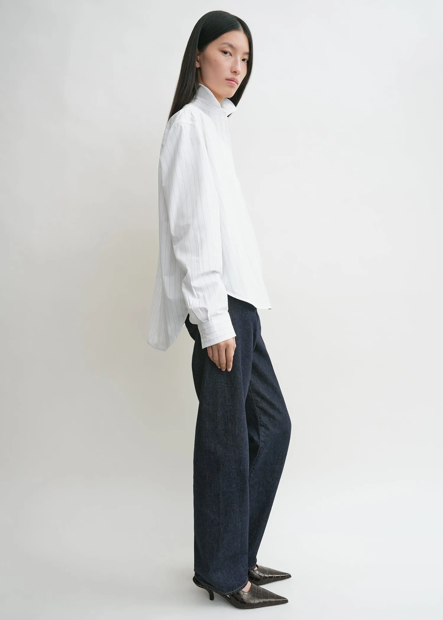 Monogram striped shirt white/cobalt pinstripe sold by Toteme product image thumbnail 2