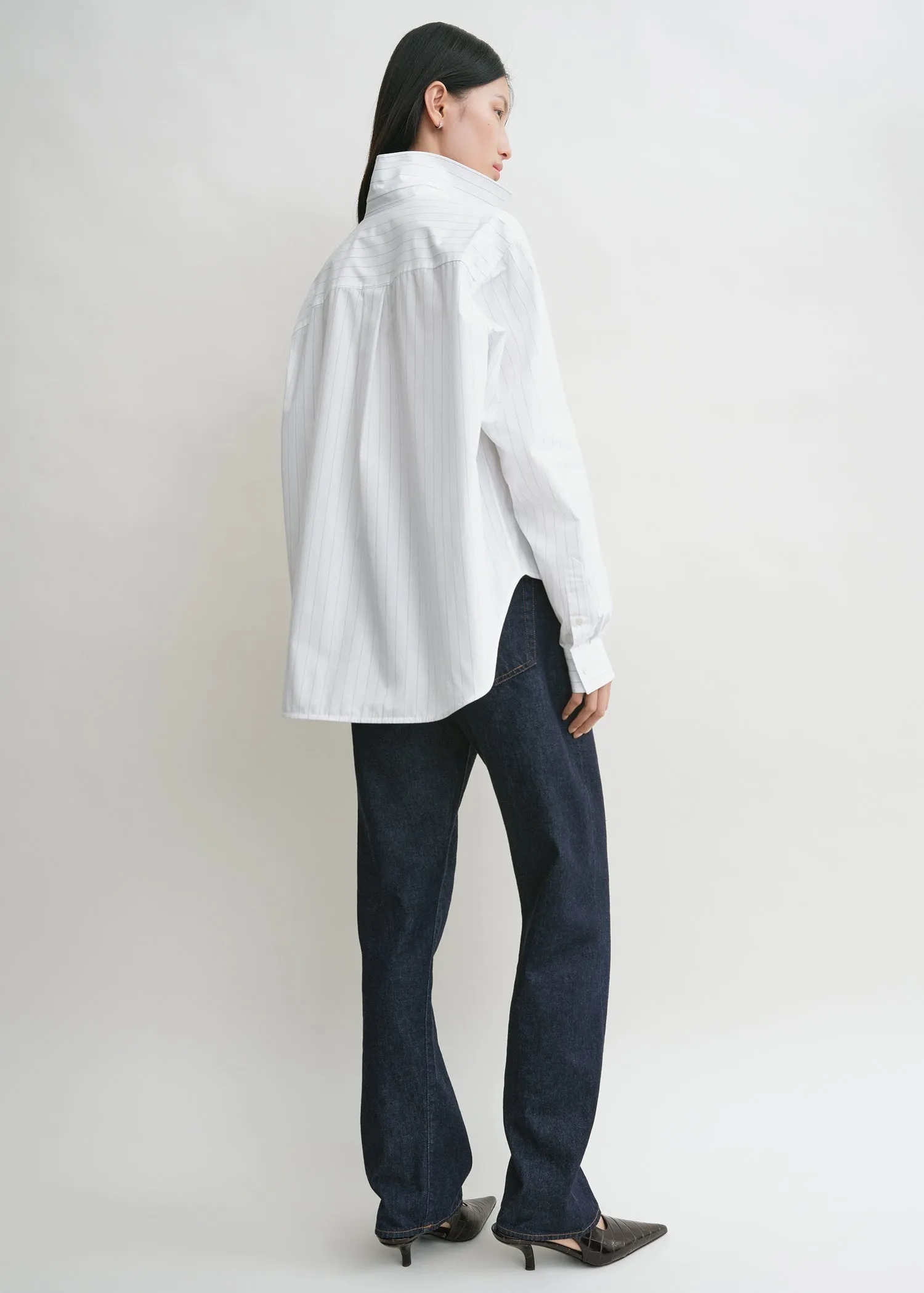 Monogram striped shirt white/cobalt pinstripe sold by Toteme product image thumbnail 3