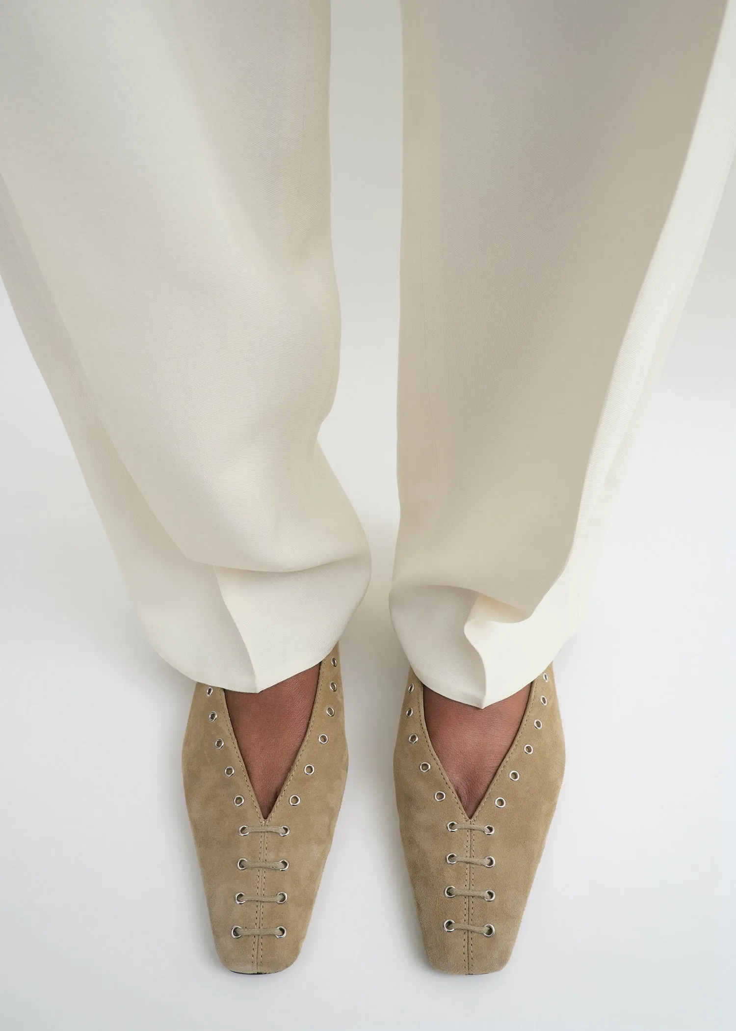 Suede lace-up ballerinas desert sold by Toteme product image thumbnail 2