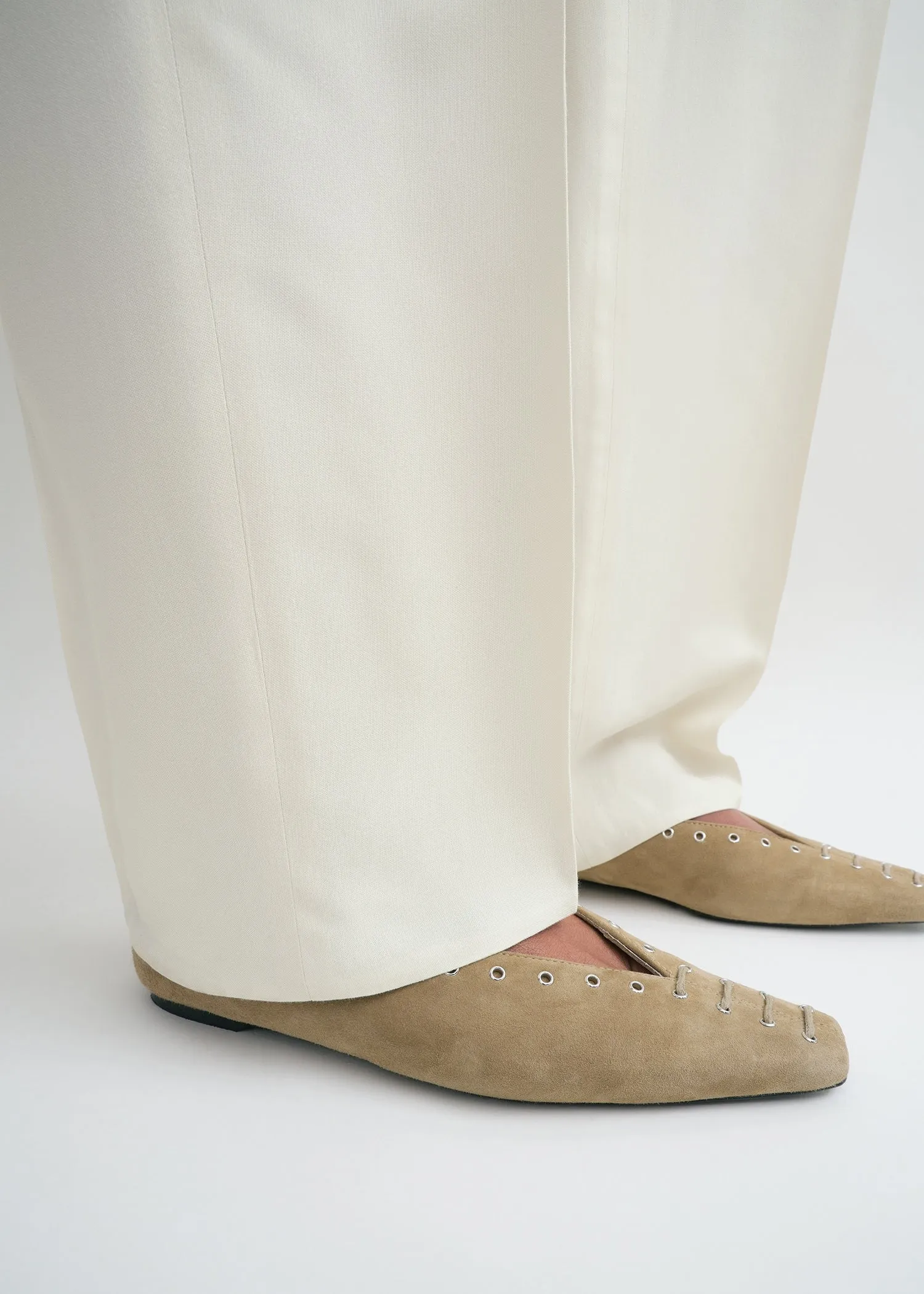 Suede lace-up ballerinas desert sold by Toteme product image thumbnail 3