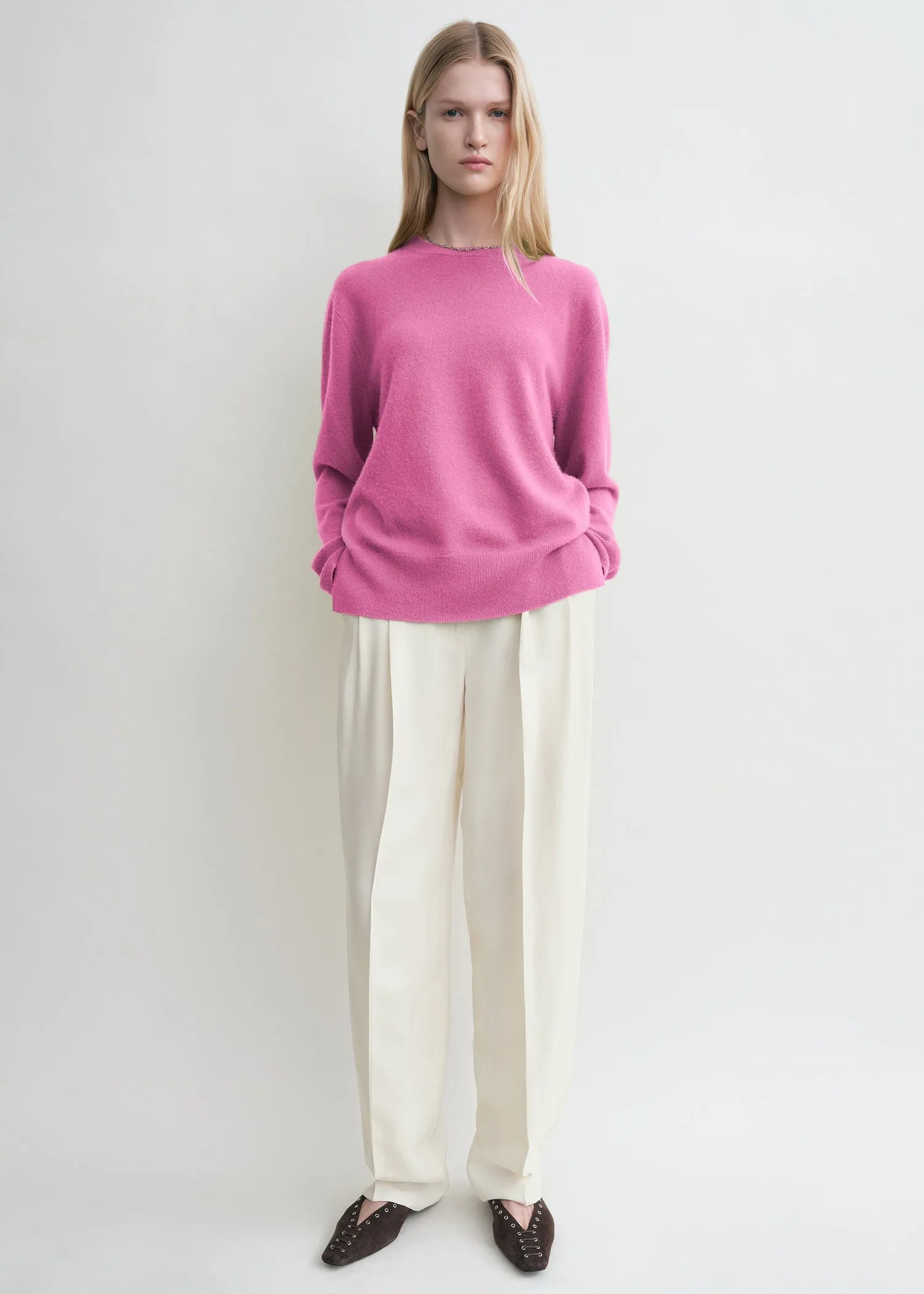Crew-neck cashmere knit hot pink sold by Toteme