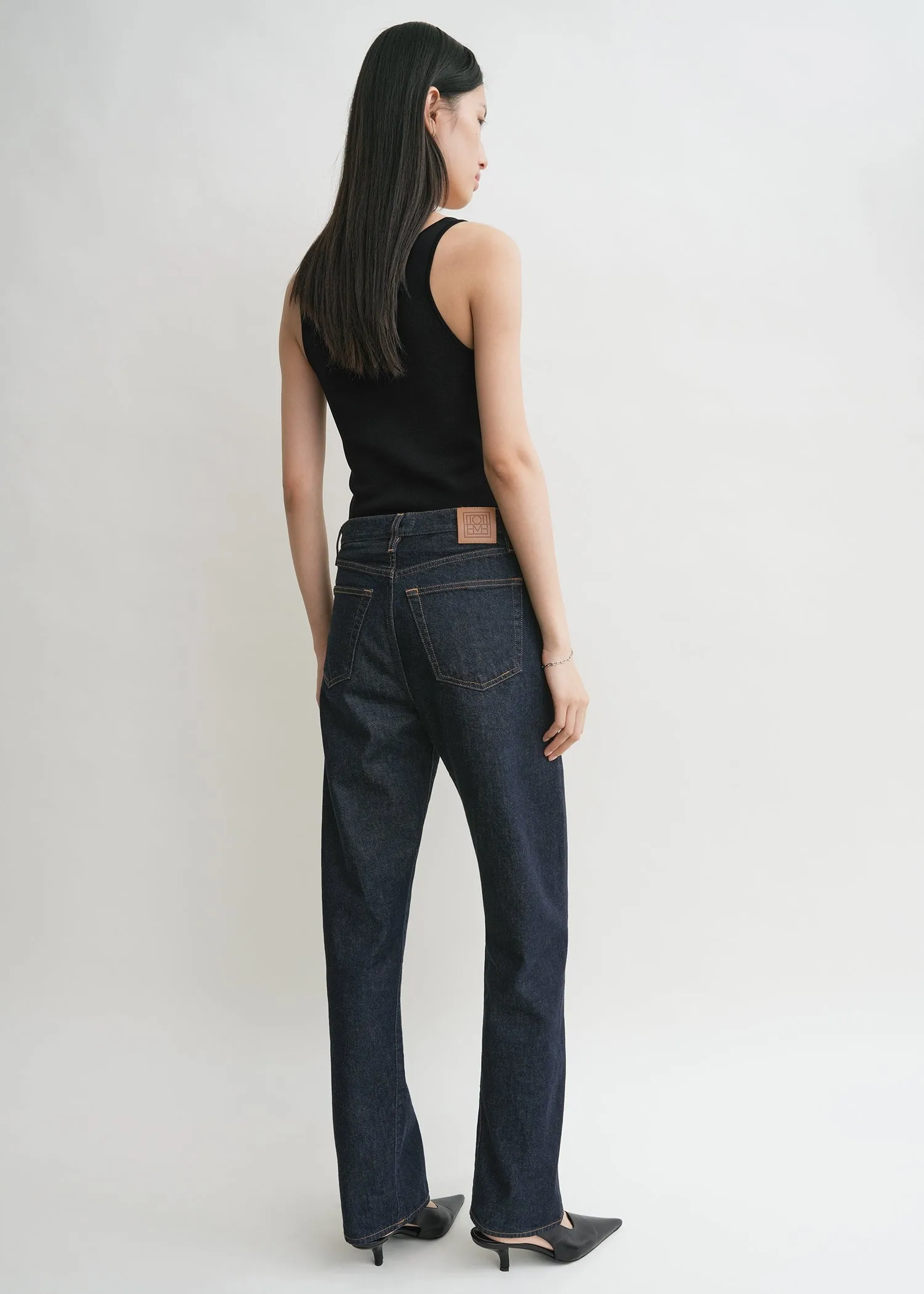 Twisted seam denim full length rinsed blue sold by Toteme product image thumbnail 3