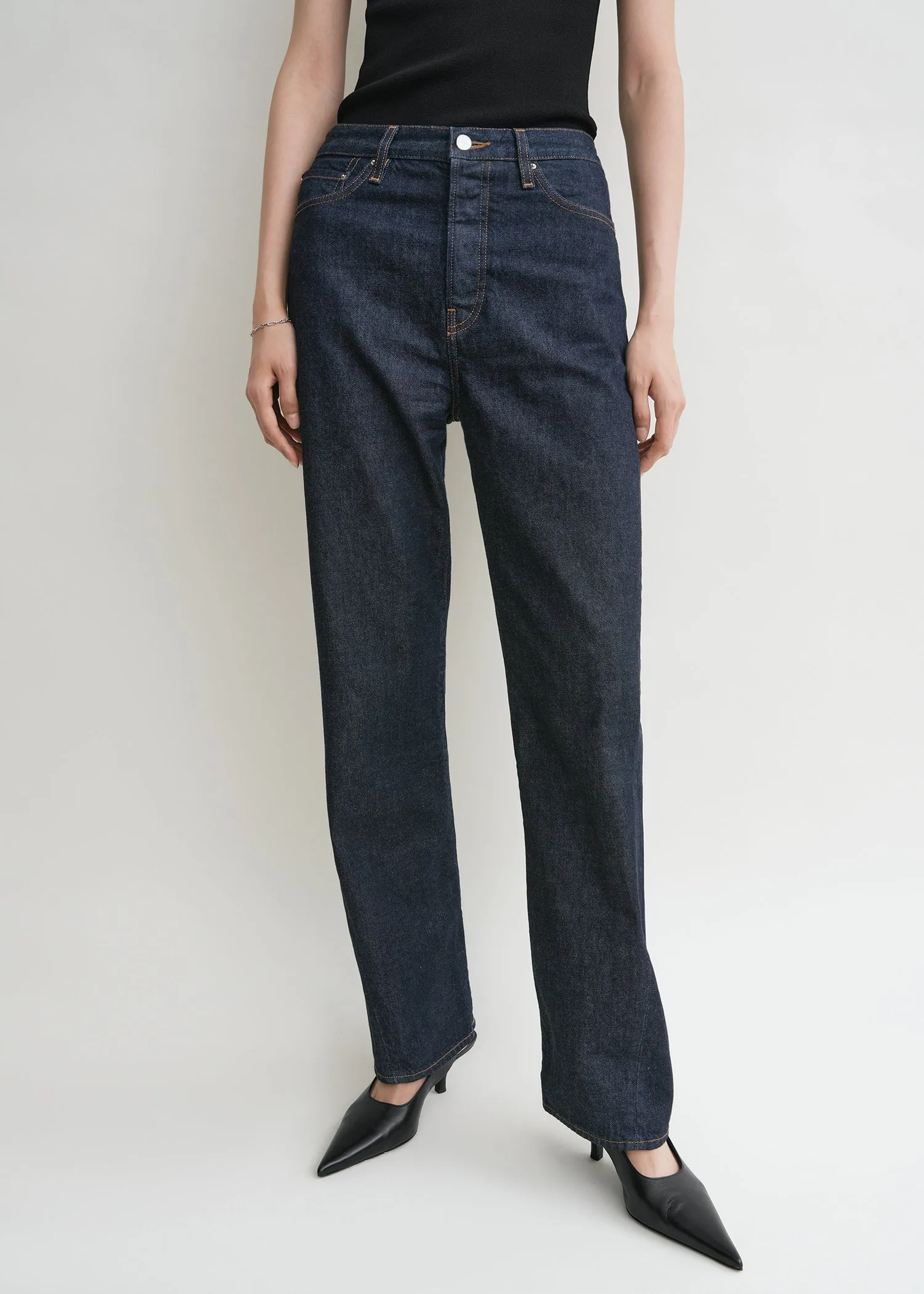 Twisted seam denim full length rinsed blue sold by Toteme product image thumbnail 4