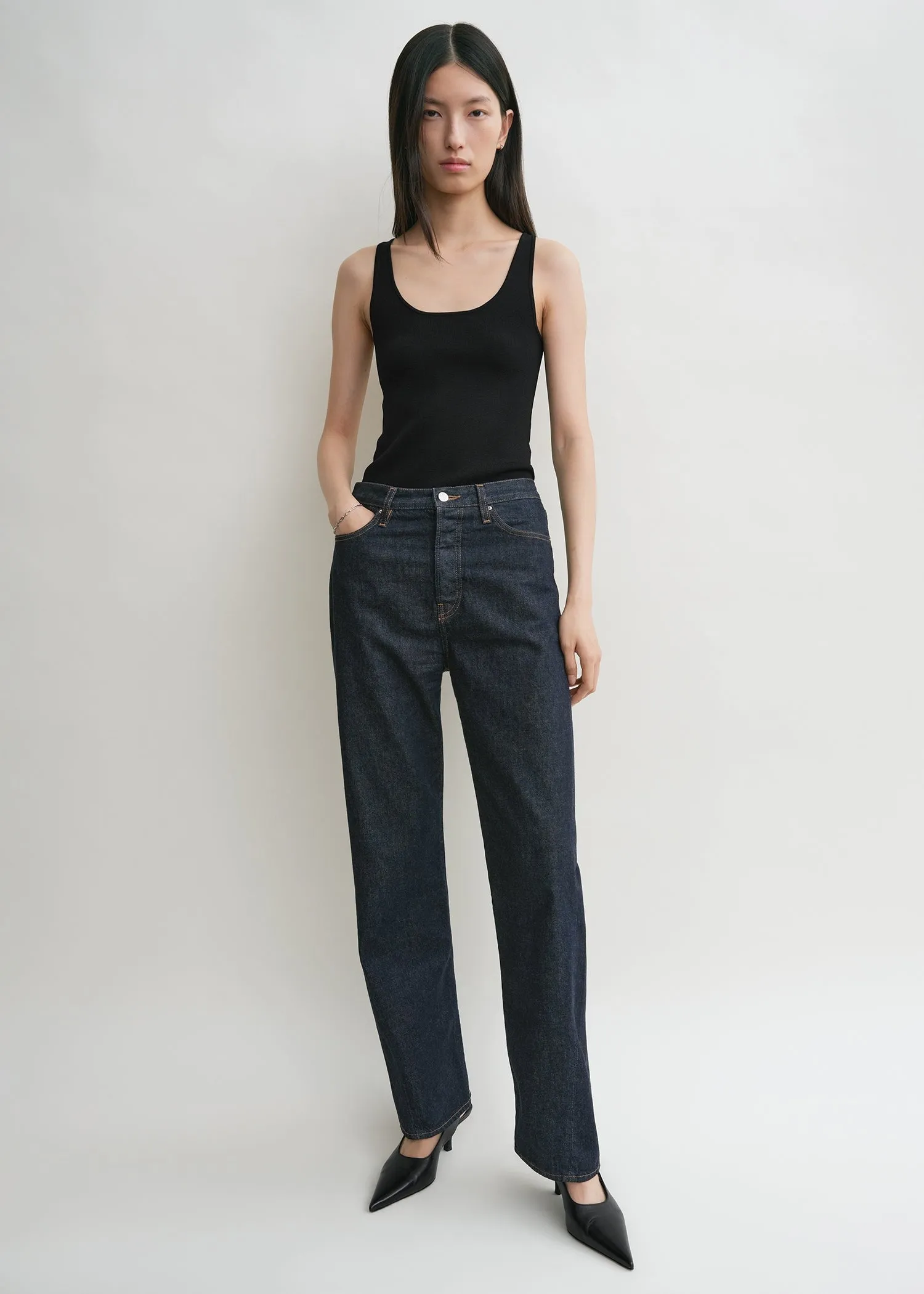 Twisted seam denim full length rinsed blue sold by Toteme product image thumbnail 2