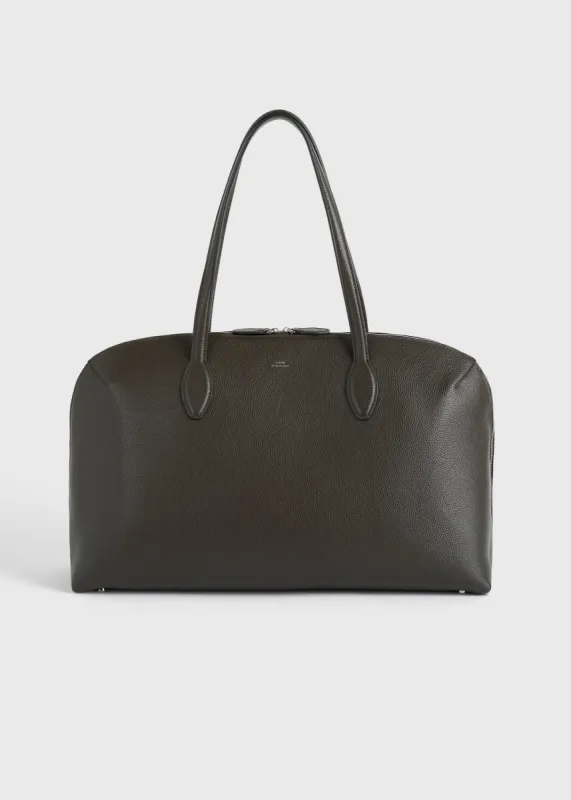 Grained-leather day tote dark chocolate sold by Toteme