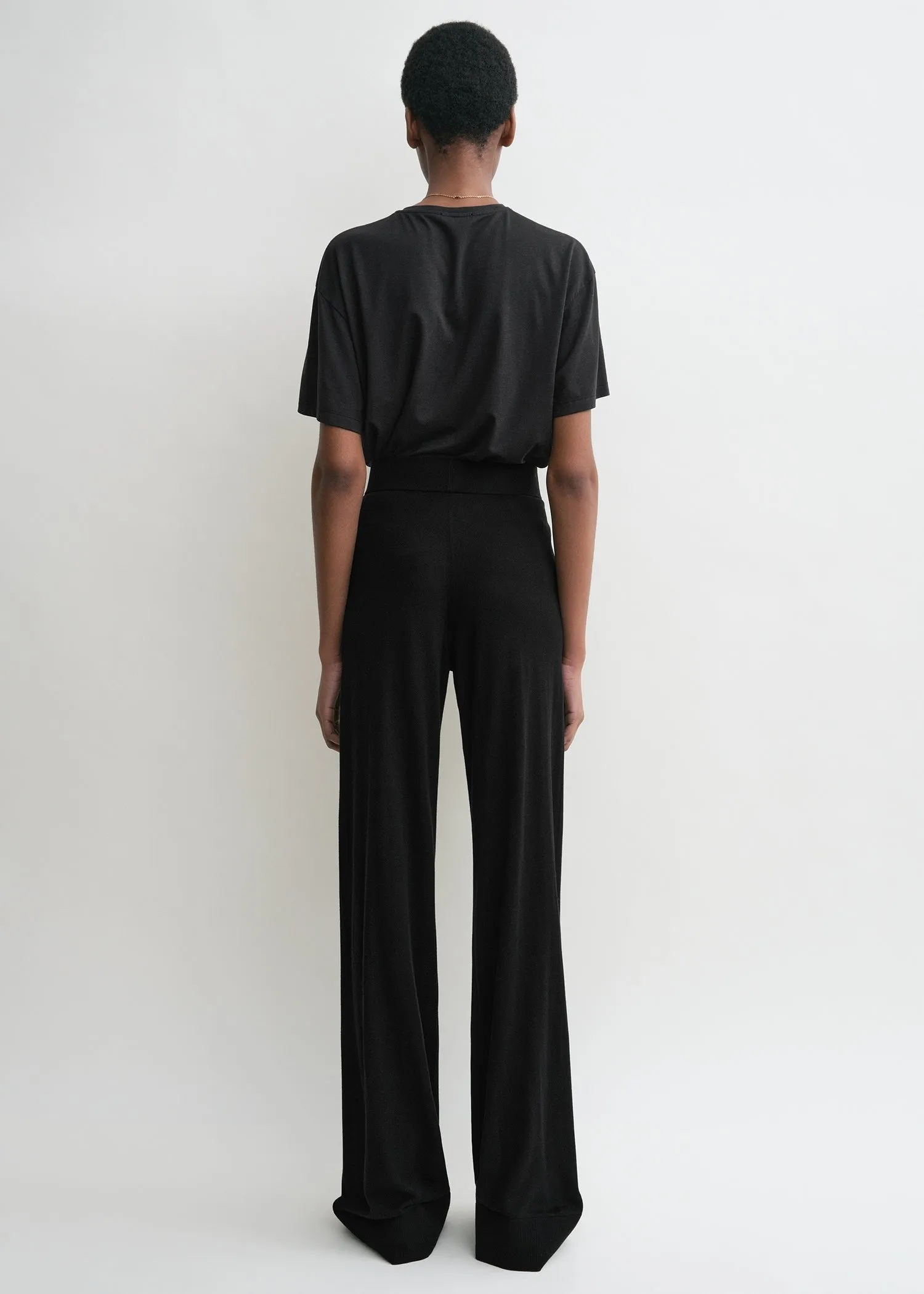 Wide knit trousers black sold by Toteme product image thumbnail 3