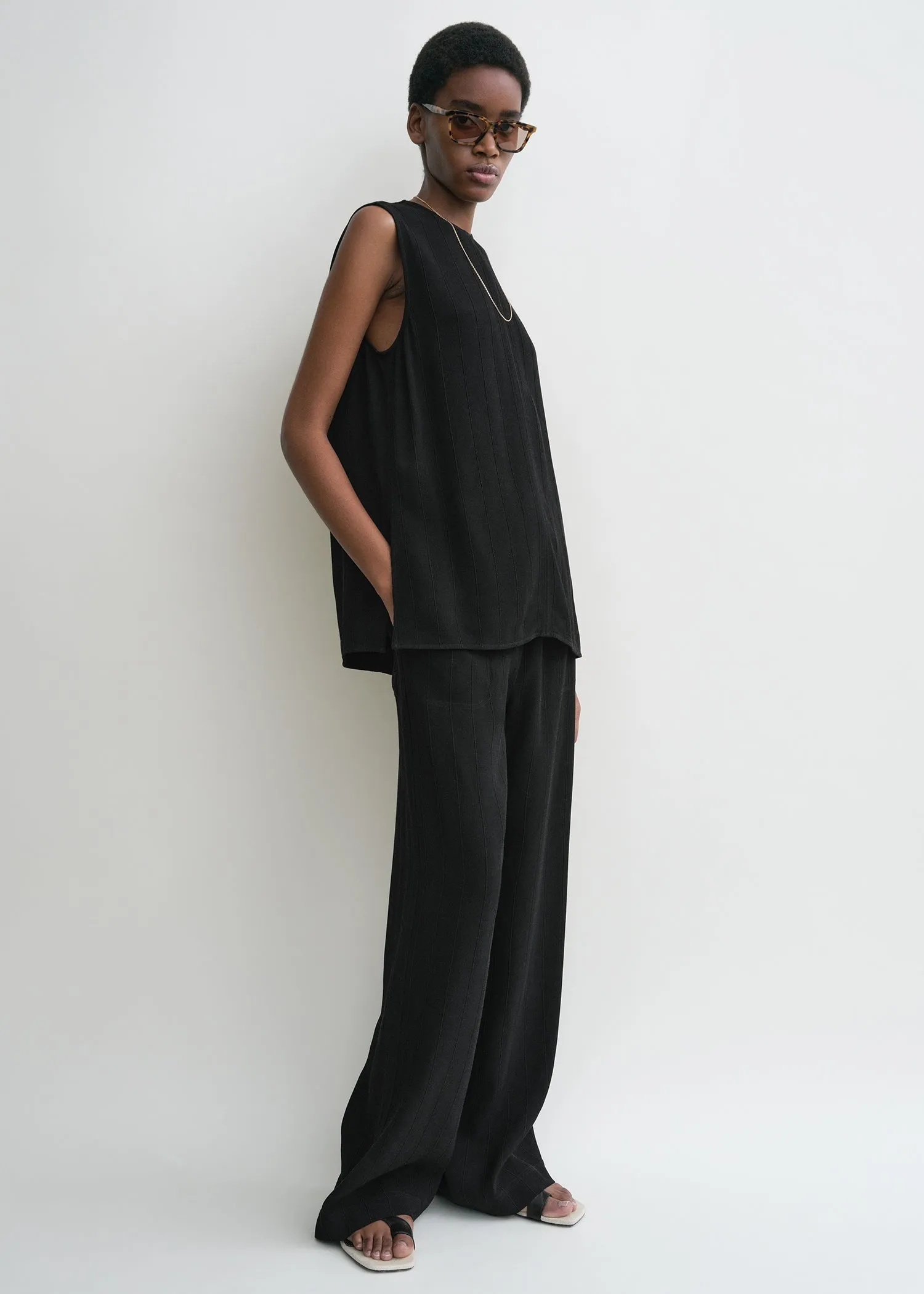 Woven stripe top black sold by Toteme product image thumbnail 2