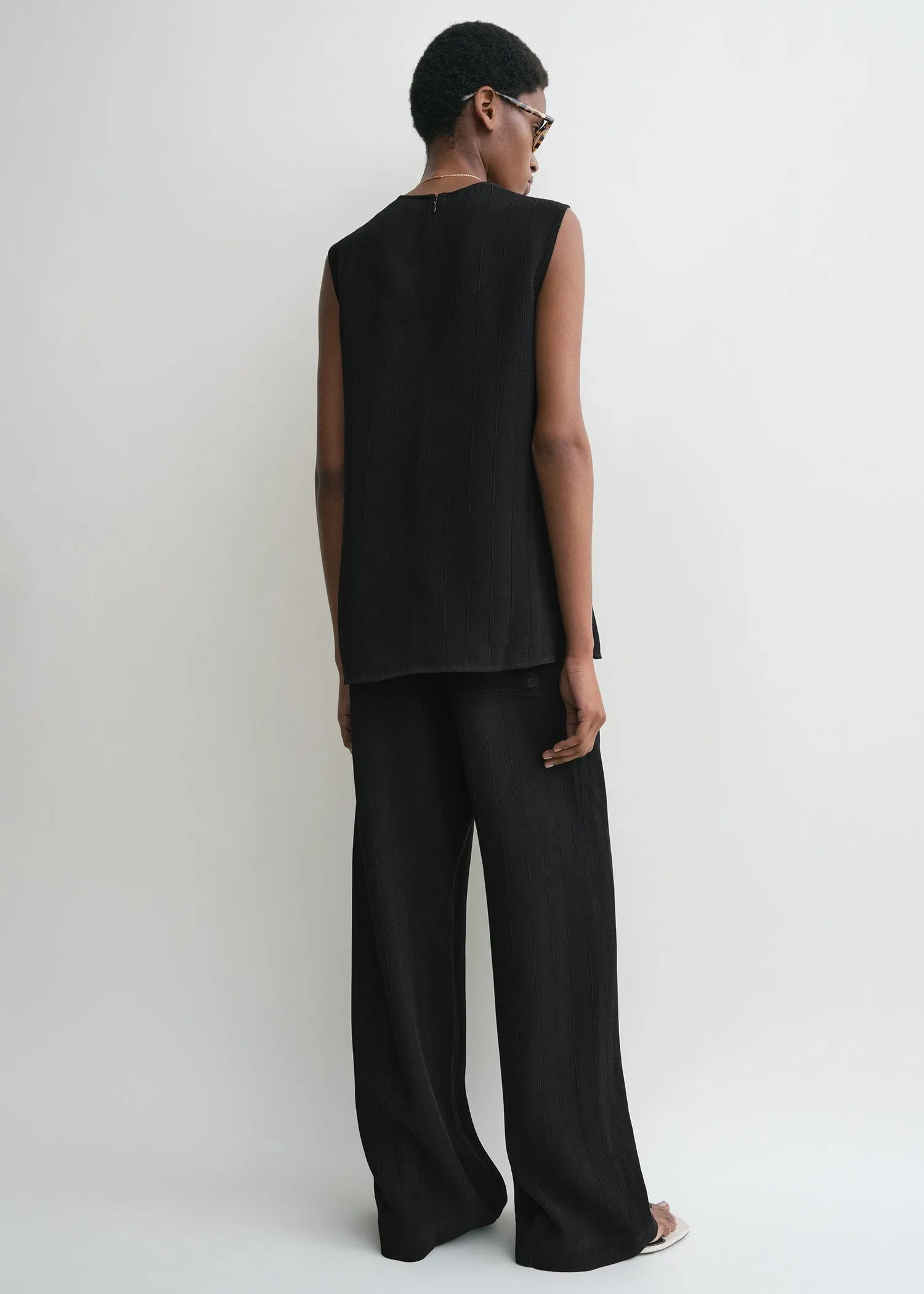 Woven stripe top black sold by Toteme product image thumbnail 3