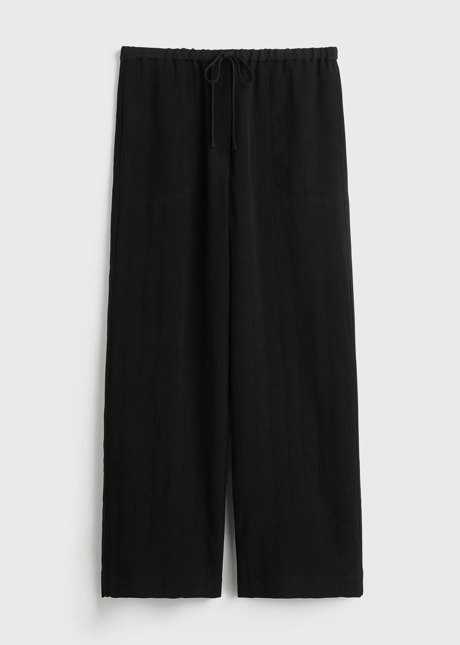 Woven stripe drawstring trousers black sold by Toteme product image thumbnail 5