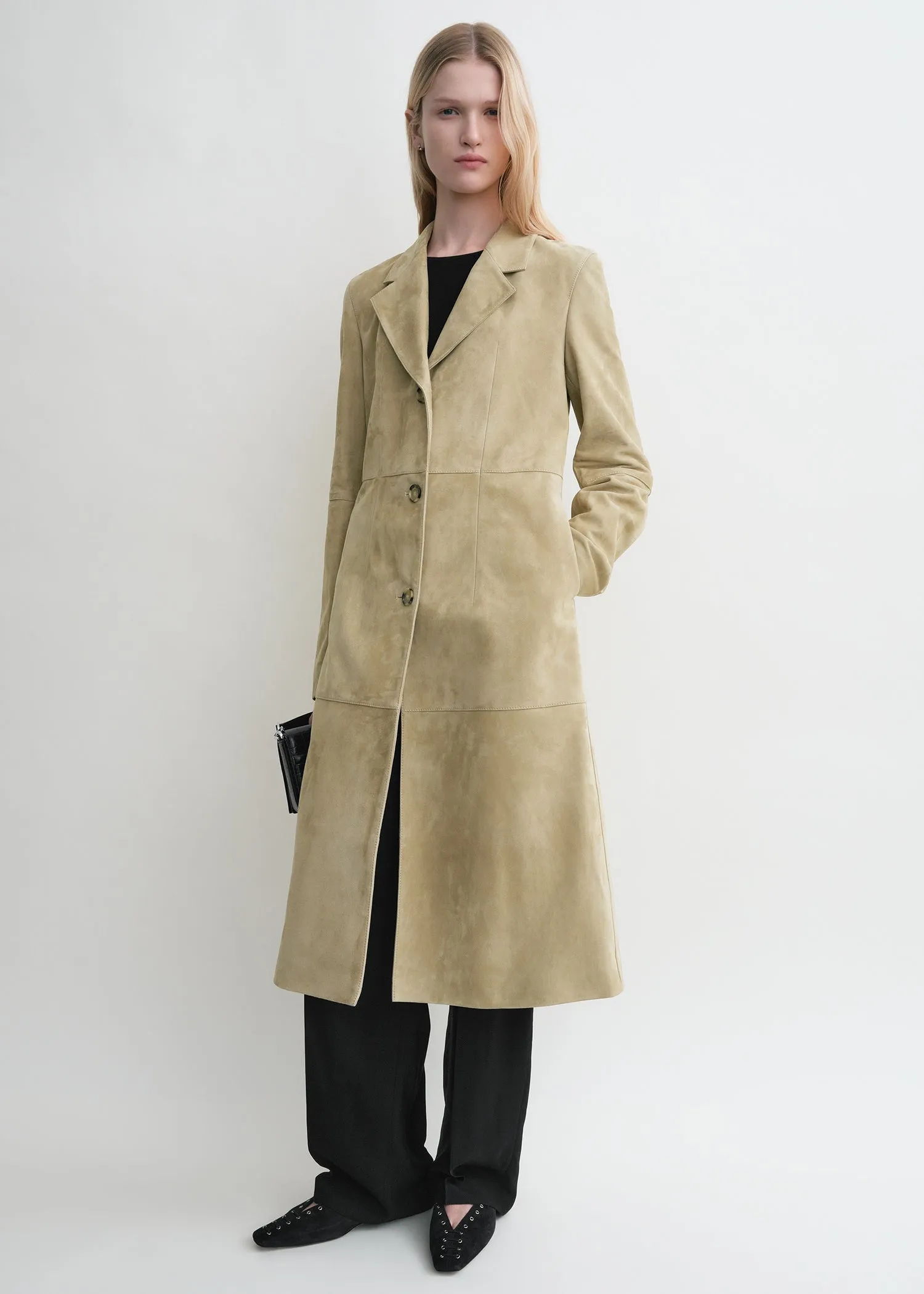Cinched suede coat desert sold by Toteme