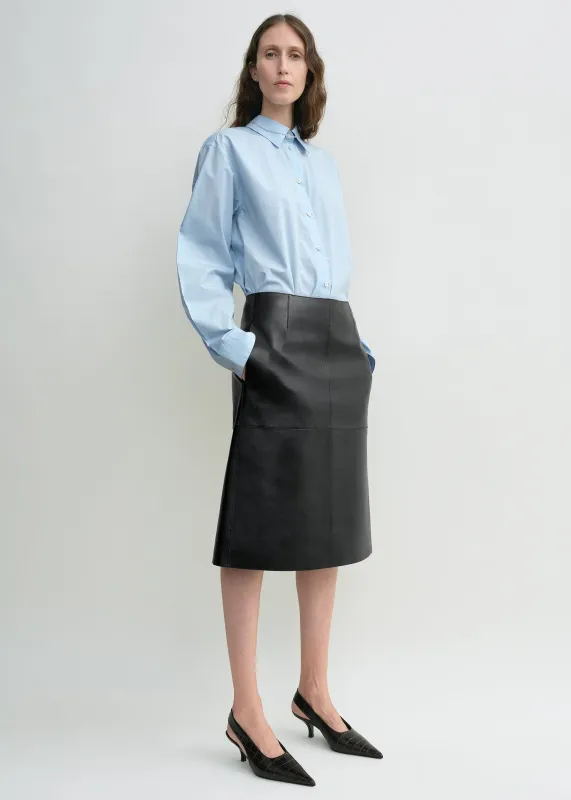 Paneled leather skirt black sold by Toteme