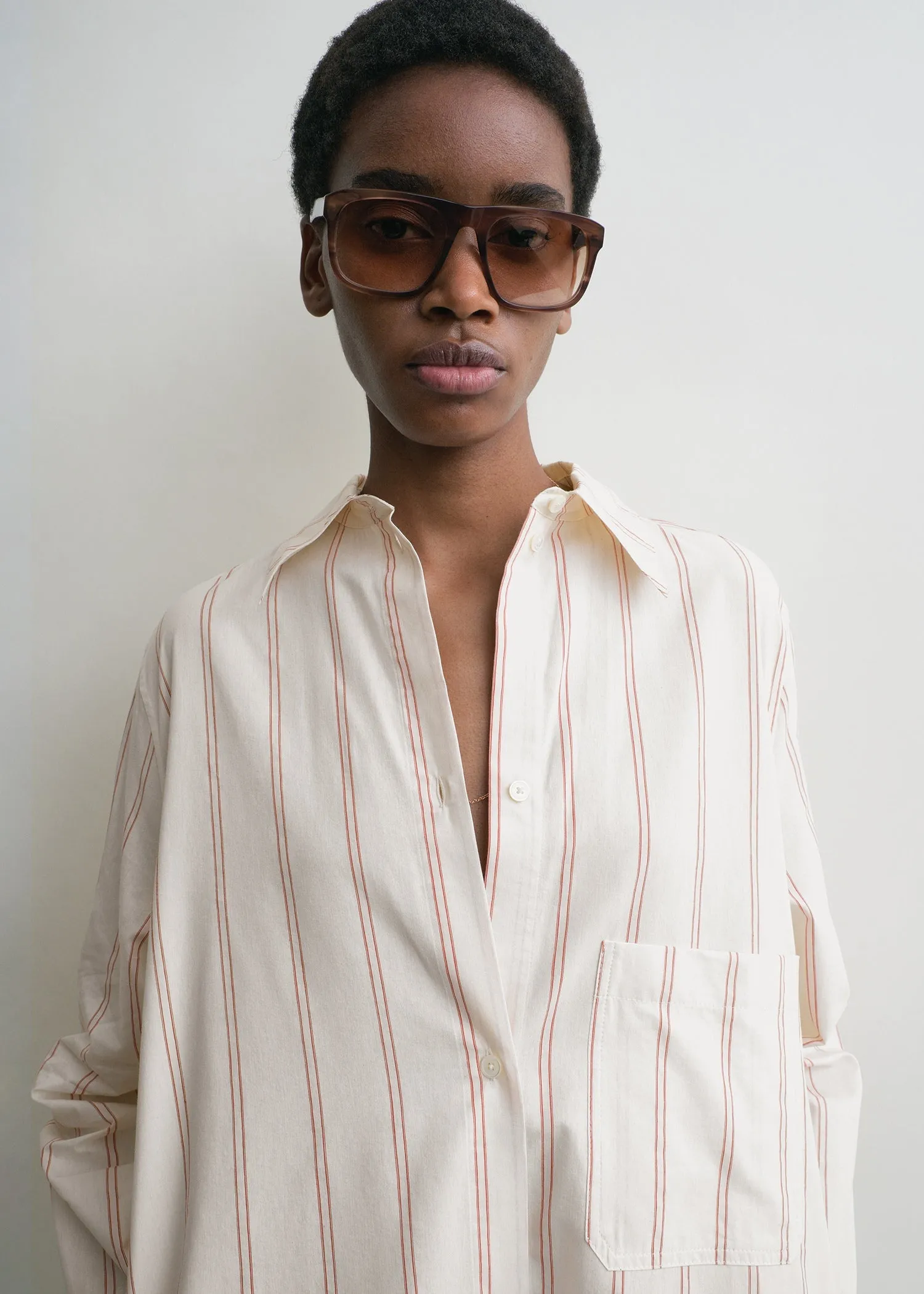 Striped tunic dress ecru/blossom sold by Toteme product image thumbnail 4