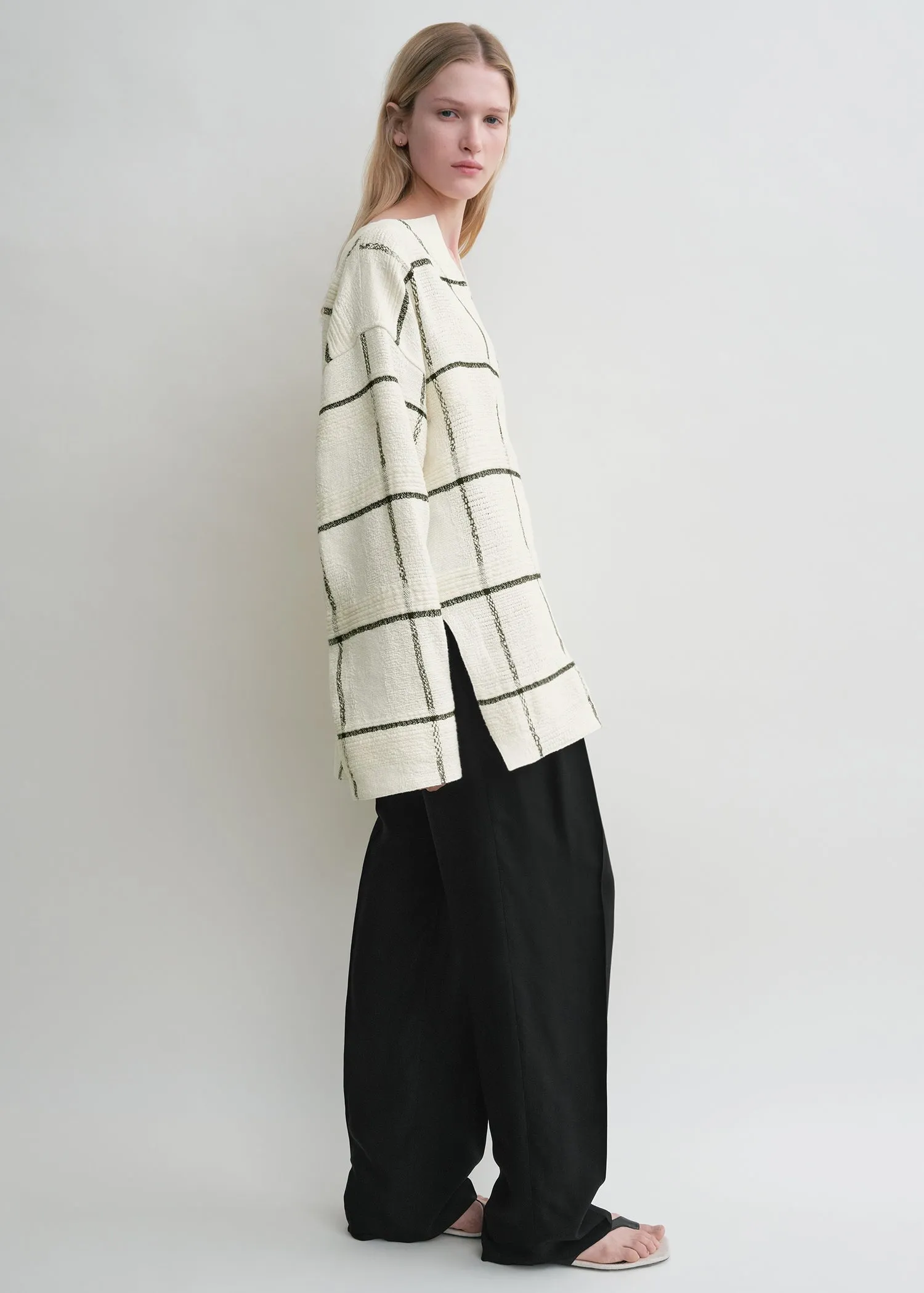 Windowpane-check tunic ecru sold by Toteme product image thumbnail 2