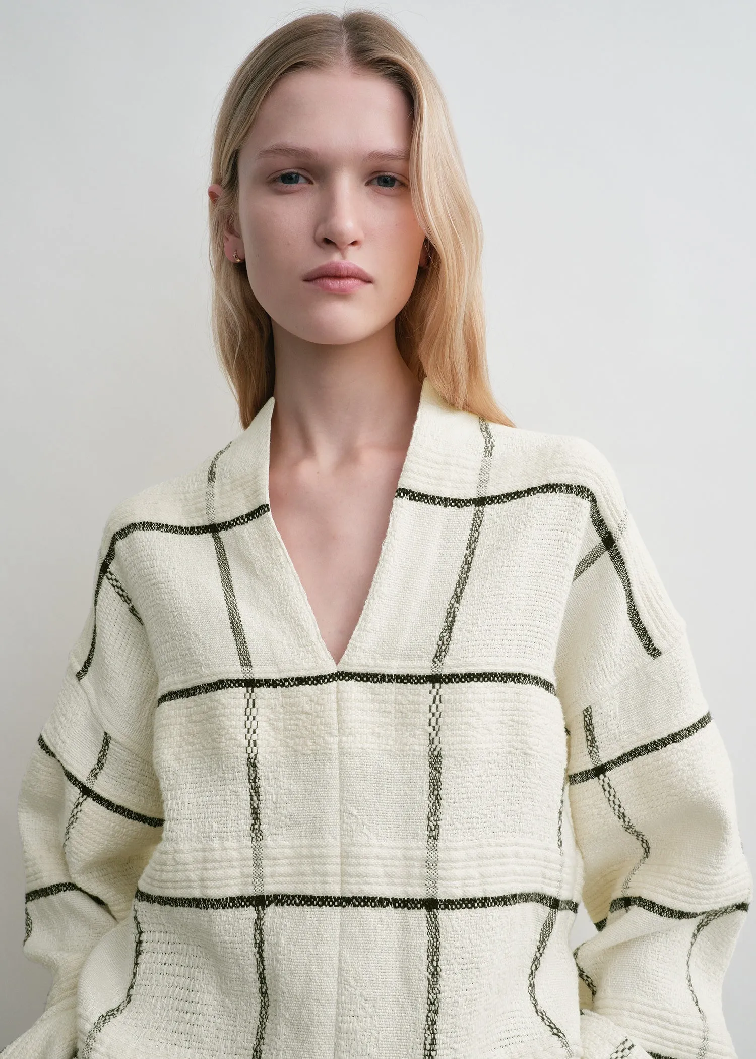 Windowpane-check tunic ecru sold by Toteme product image thumbnail 4