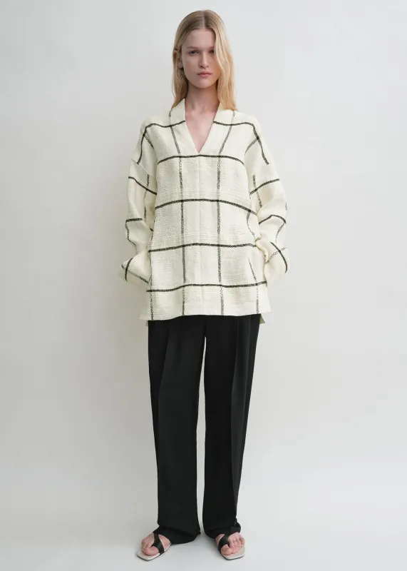 Windowpane-check tunic ecru made by Toteme