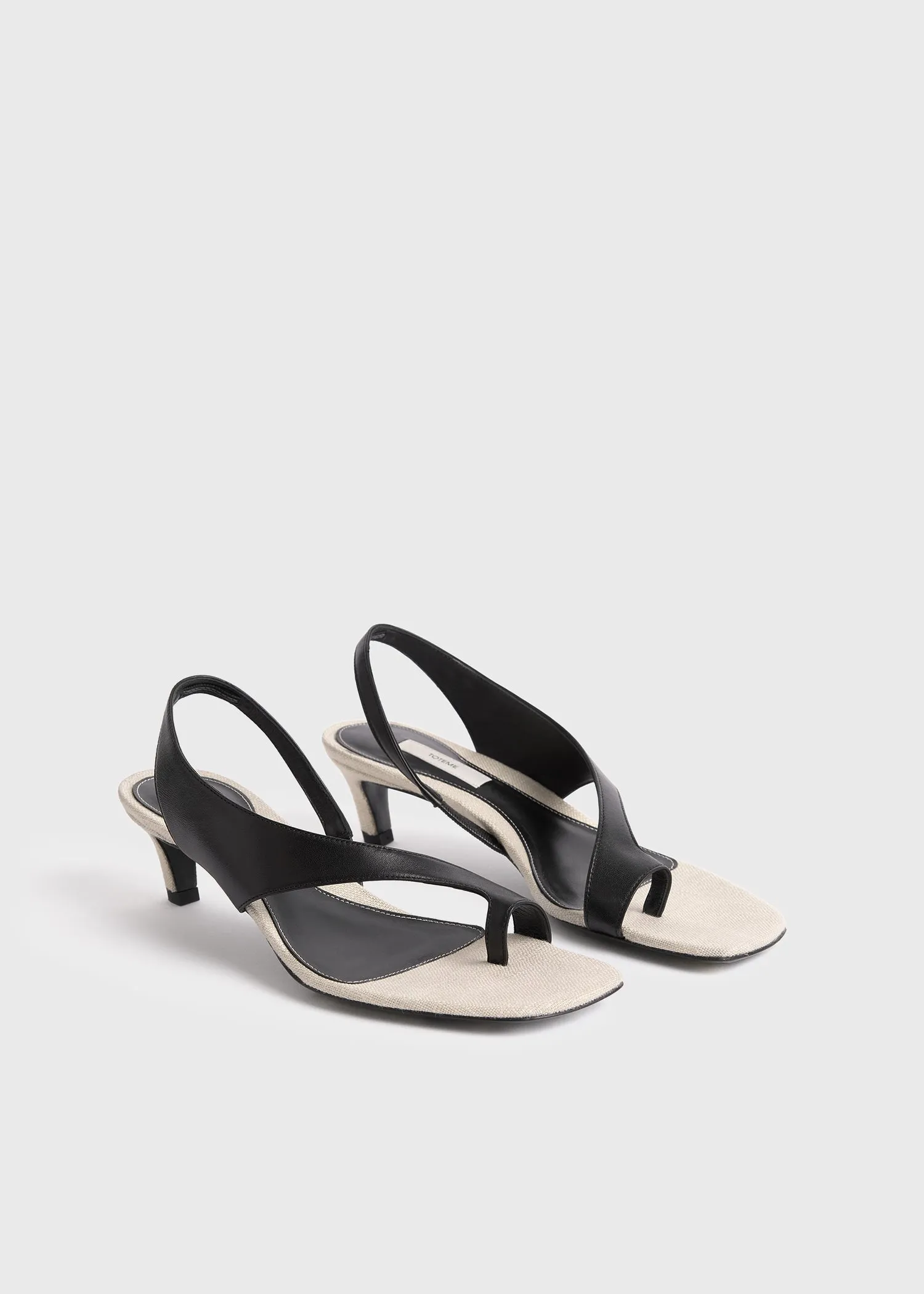 Leather heeled thong sandals black/sand sold by Toteme product image thumbnail 4