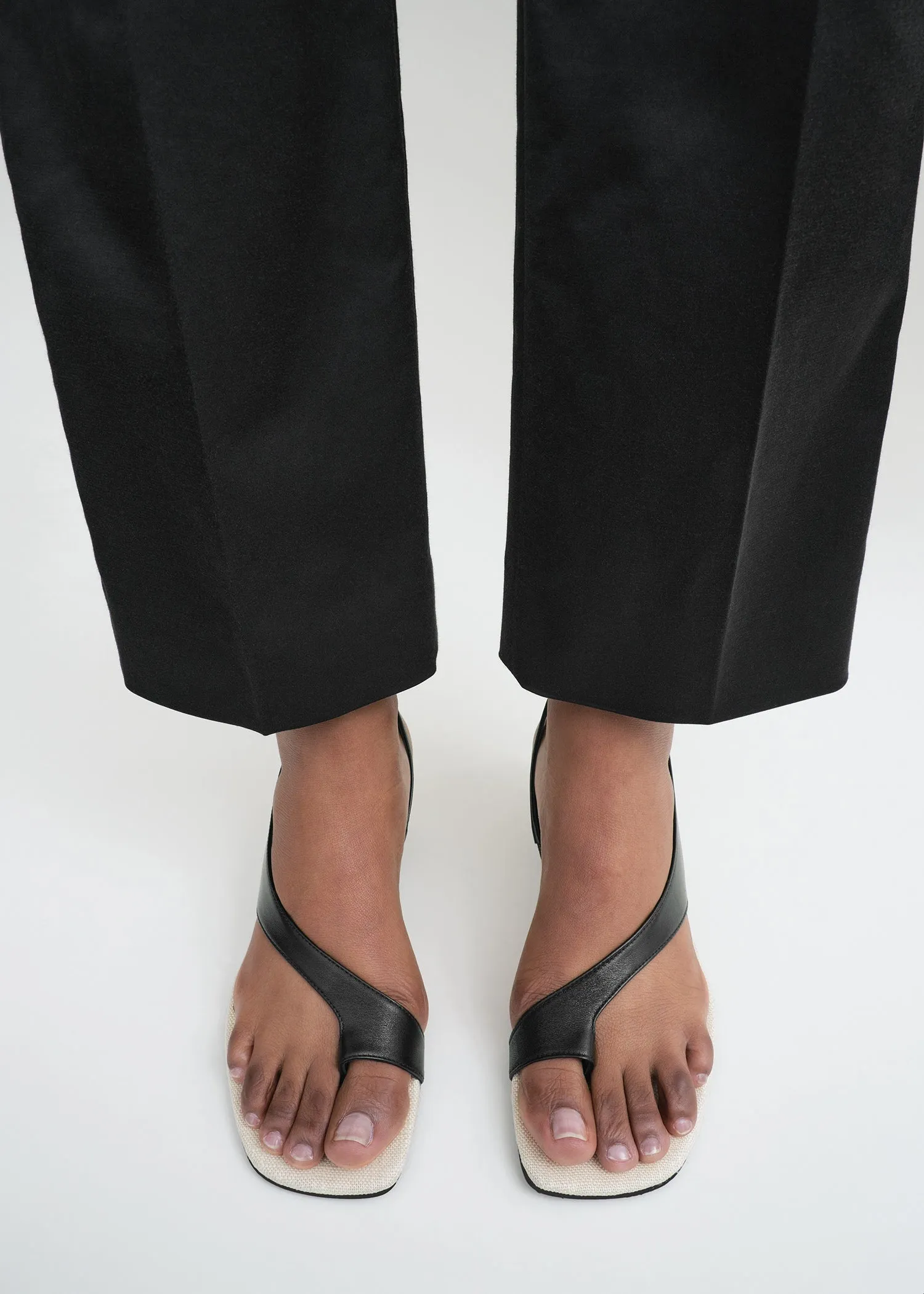 Leather heeled thong sandals black/sand sold by Toteme product image thumbnail 2