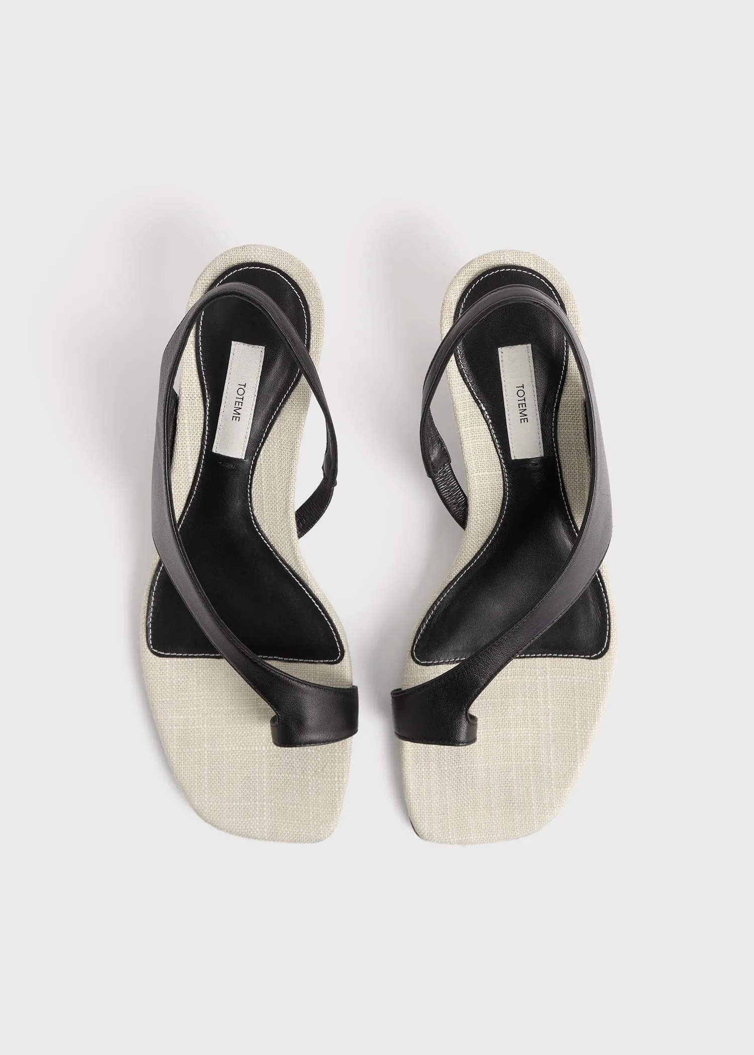 Leather heeled thong sandals black/sand sold by Toteme product image thumbnail 5