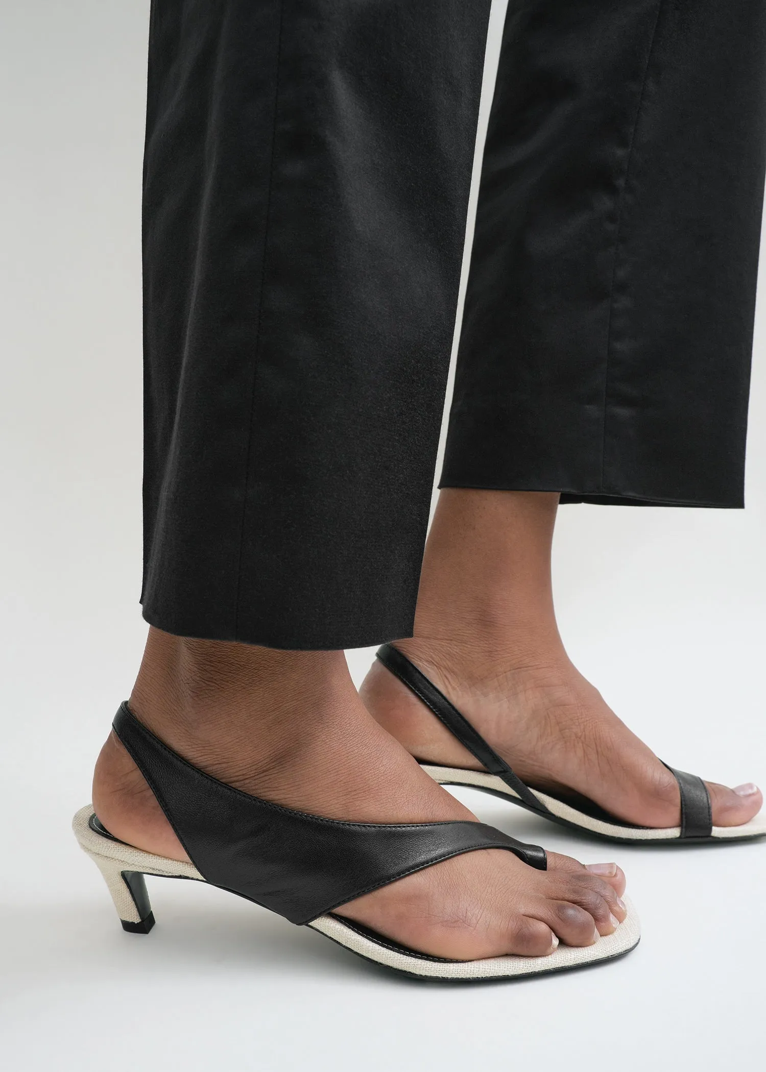 Leather heeled thong sandals black/sand sold by Toteme product image thumbnail 3
