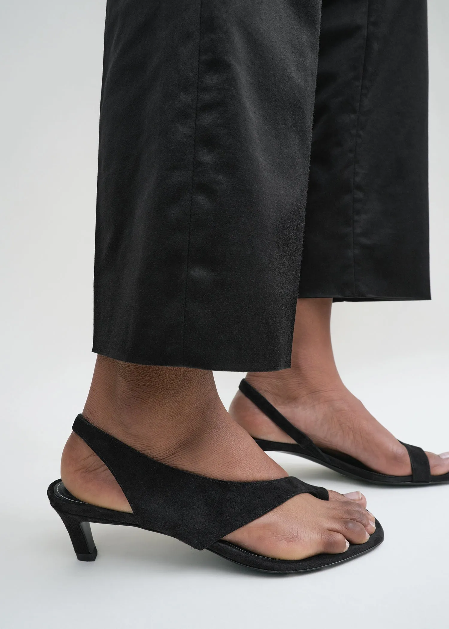 Suede heeled thong sandals black sold by Toteme product image thumbnail 3