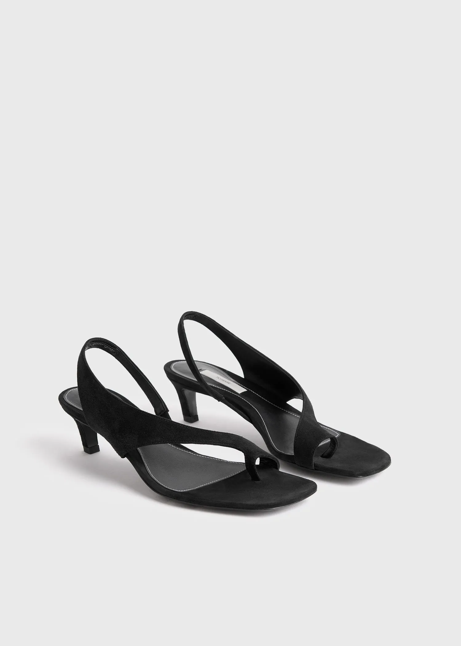 Suede heeled thong sandals black sold by Toteme product image thumbnail 4