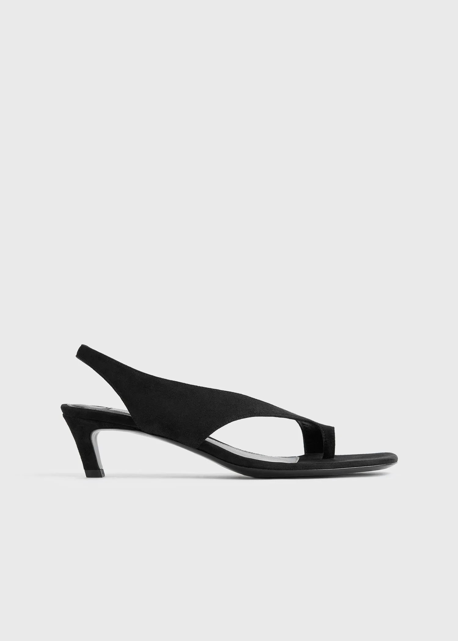 Suede heeled thong sandals black sold by Toteme