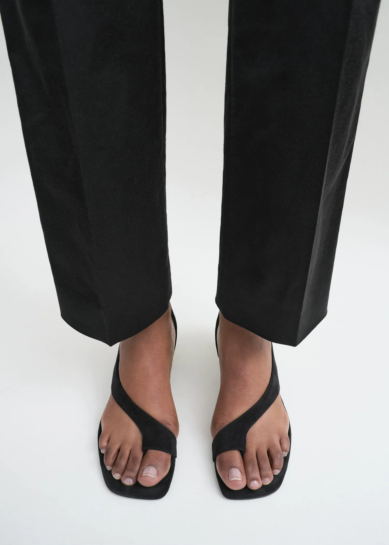 Suede heeled thong sandals black sold by Toteme product image thumbnail 2