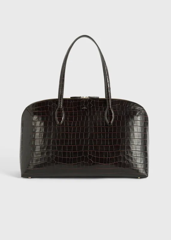 Croco-embossed day tote dark chocolate sold by Toteme