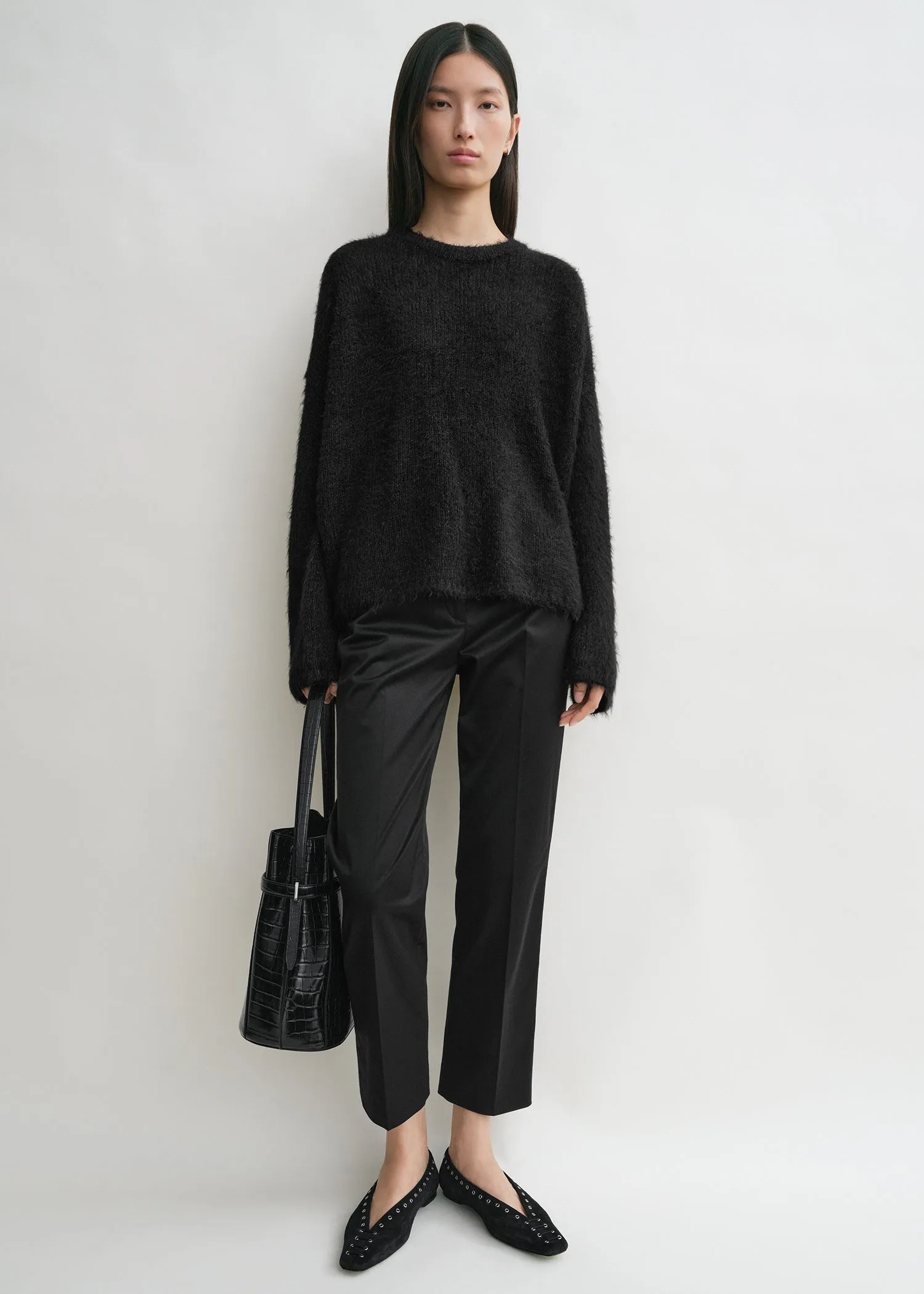 Boxy silk knit black sold by Toteme