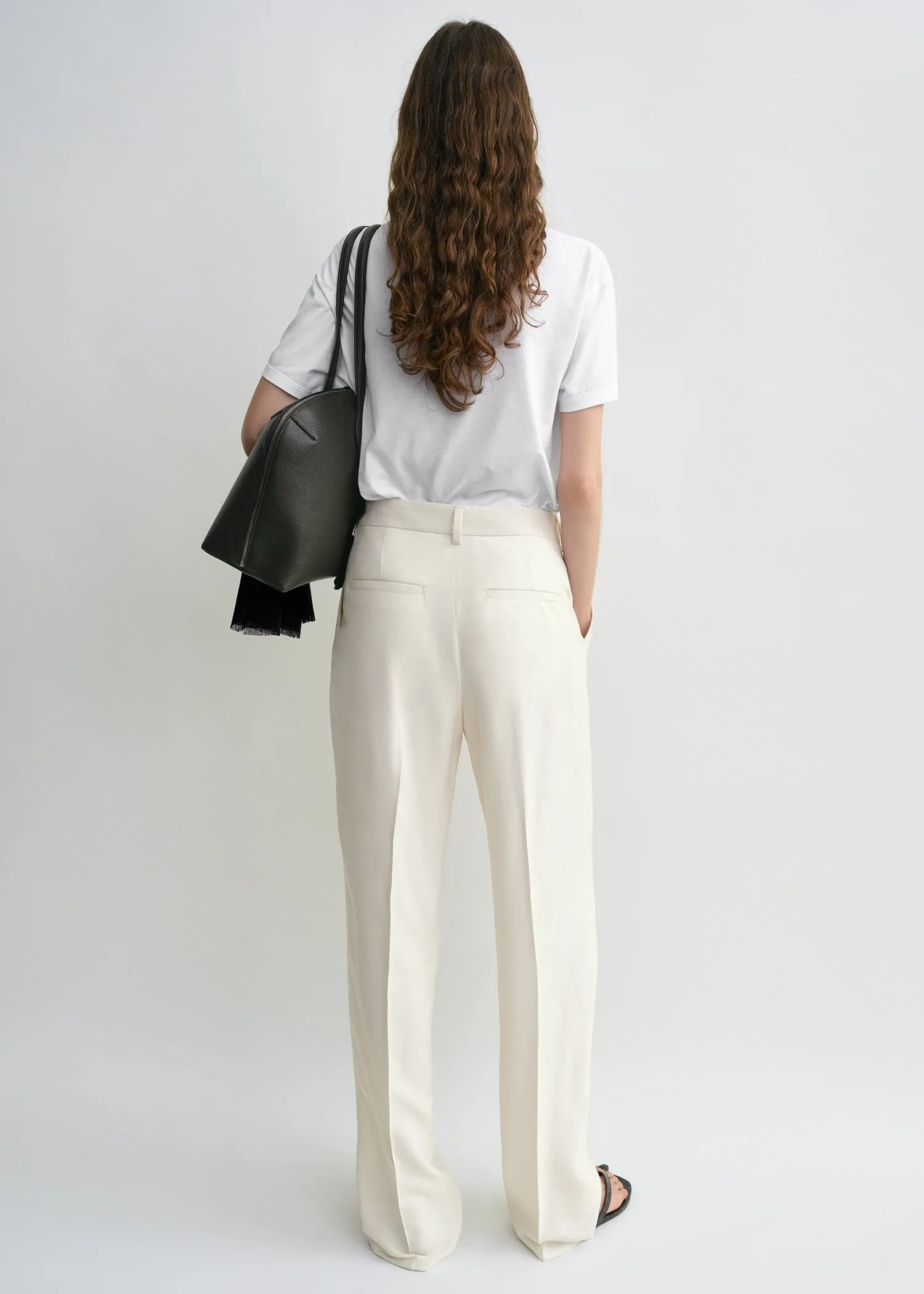 Double-pleat fluid trousers ecru sold by Toteme product image thumbnail 3