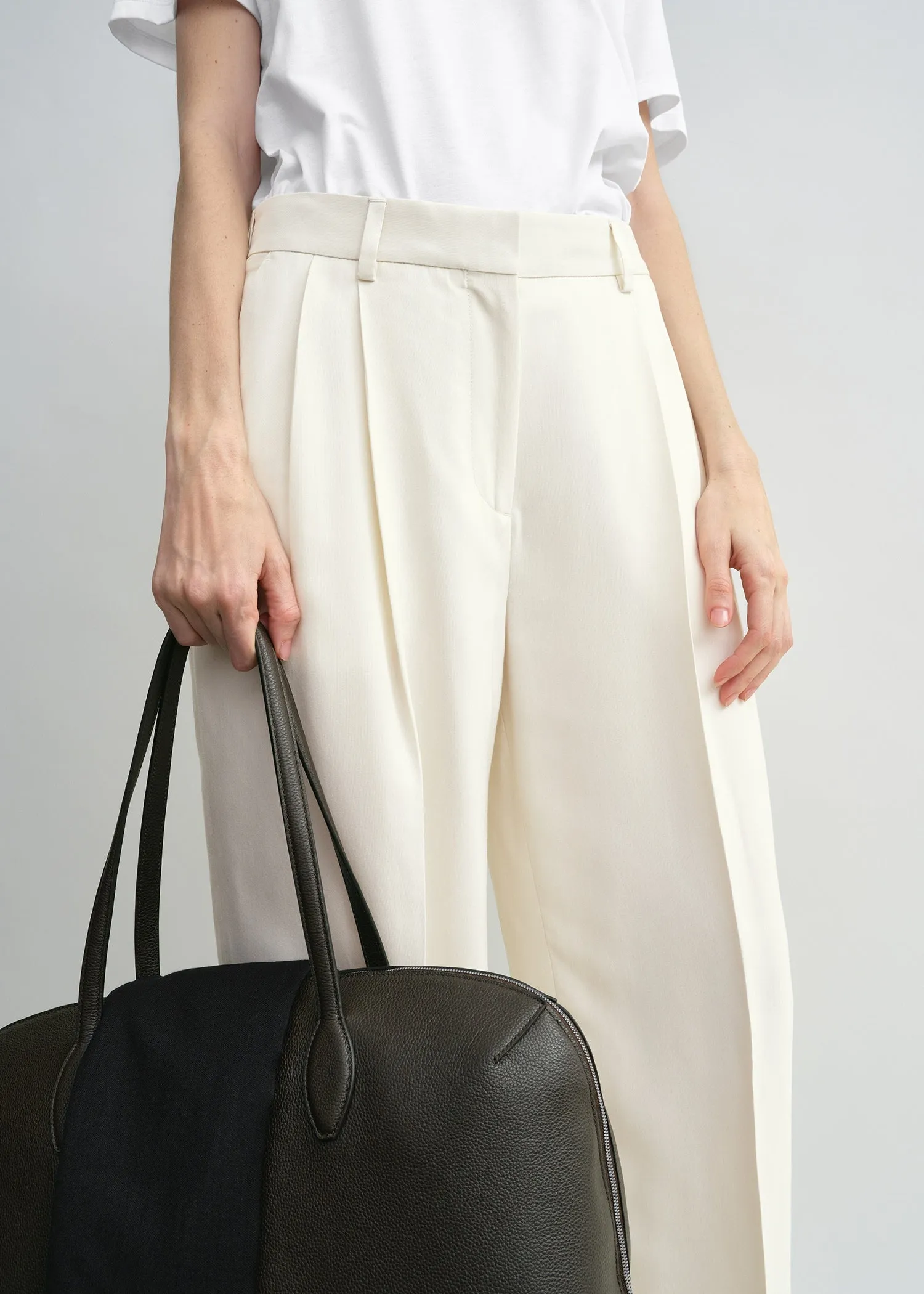Double-pleat fluid trousers ecru sold by Toteme product image thumbnail 4