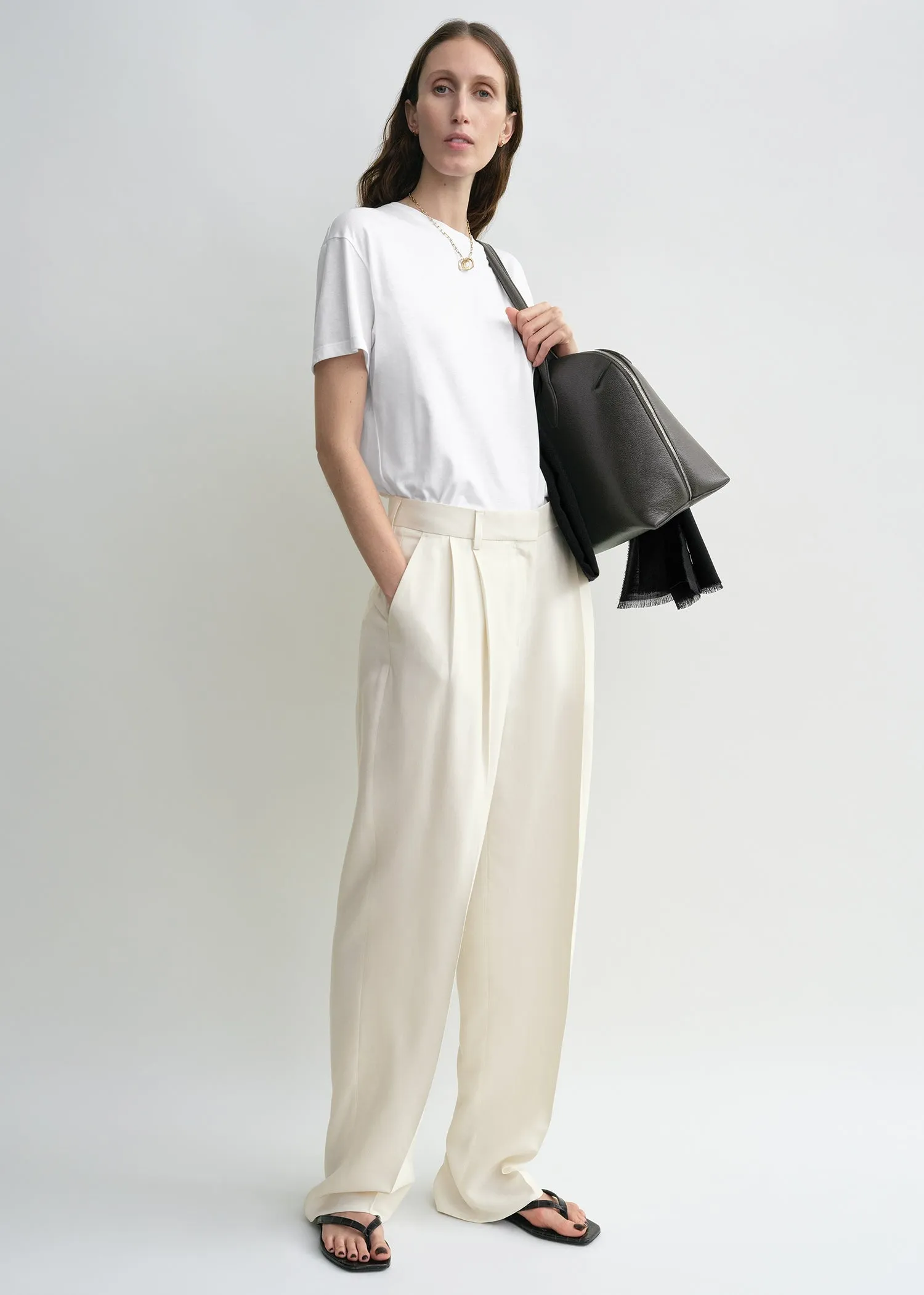 Double-pleat fluid trousers ecru sold by Toteme product image thumbnail 2