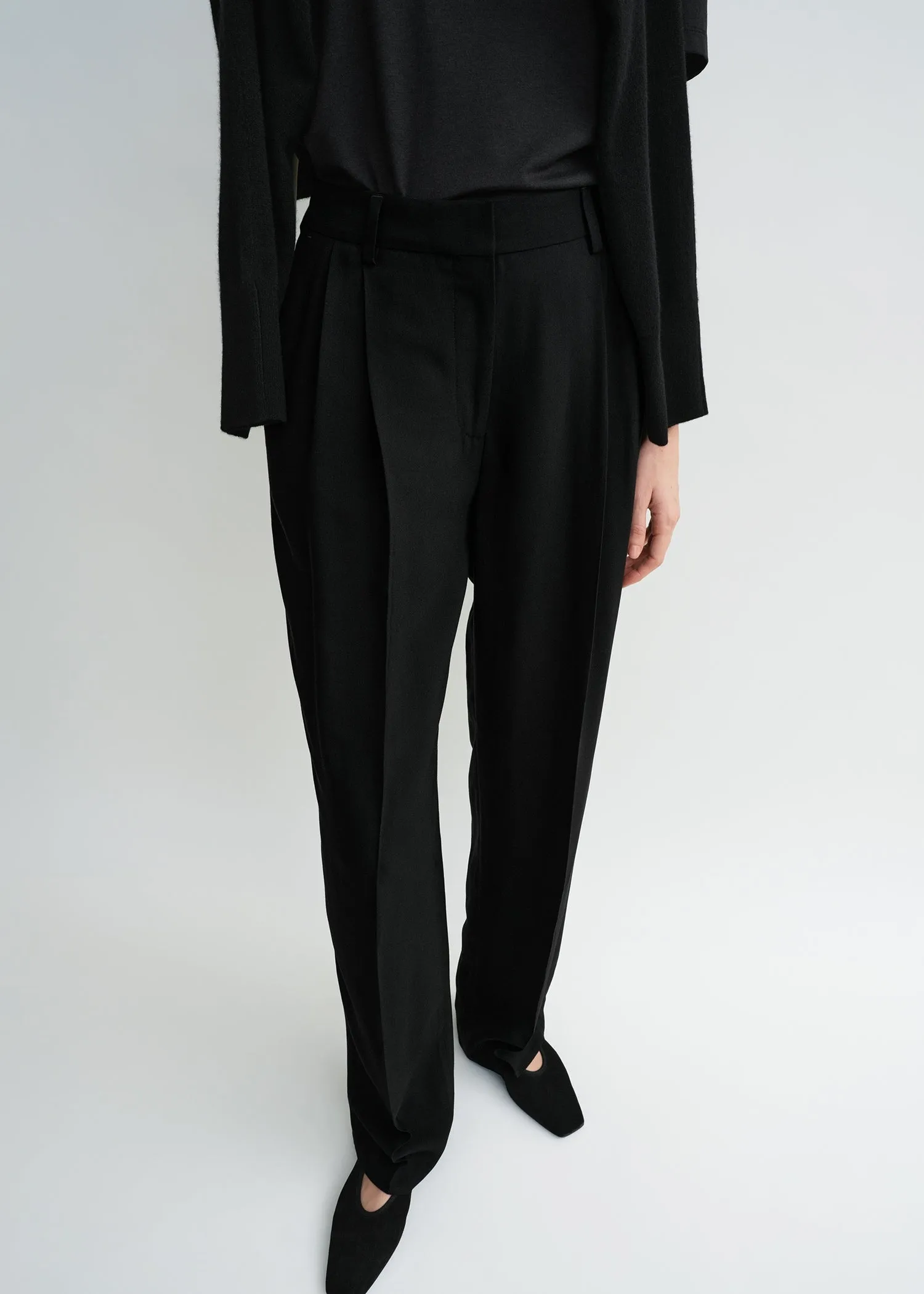 Double-pleat fluid trousers black sold by Toteme product image thumbnail 4