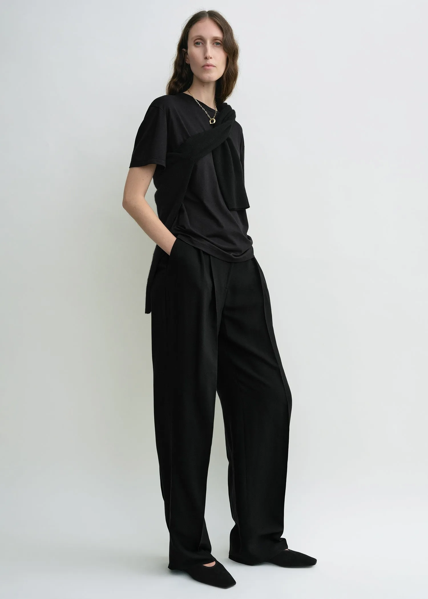 Double-pleat fluid trousers black sold by Toteme product image thumbnail 2