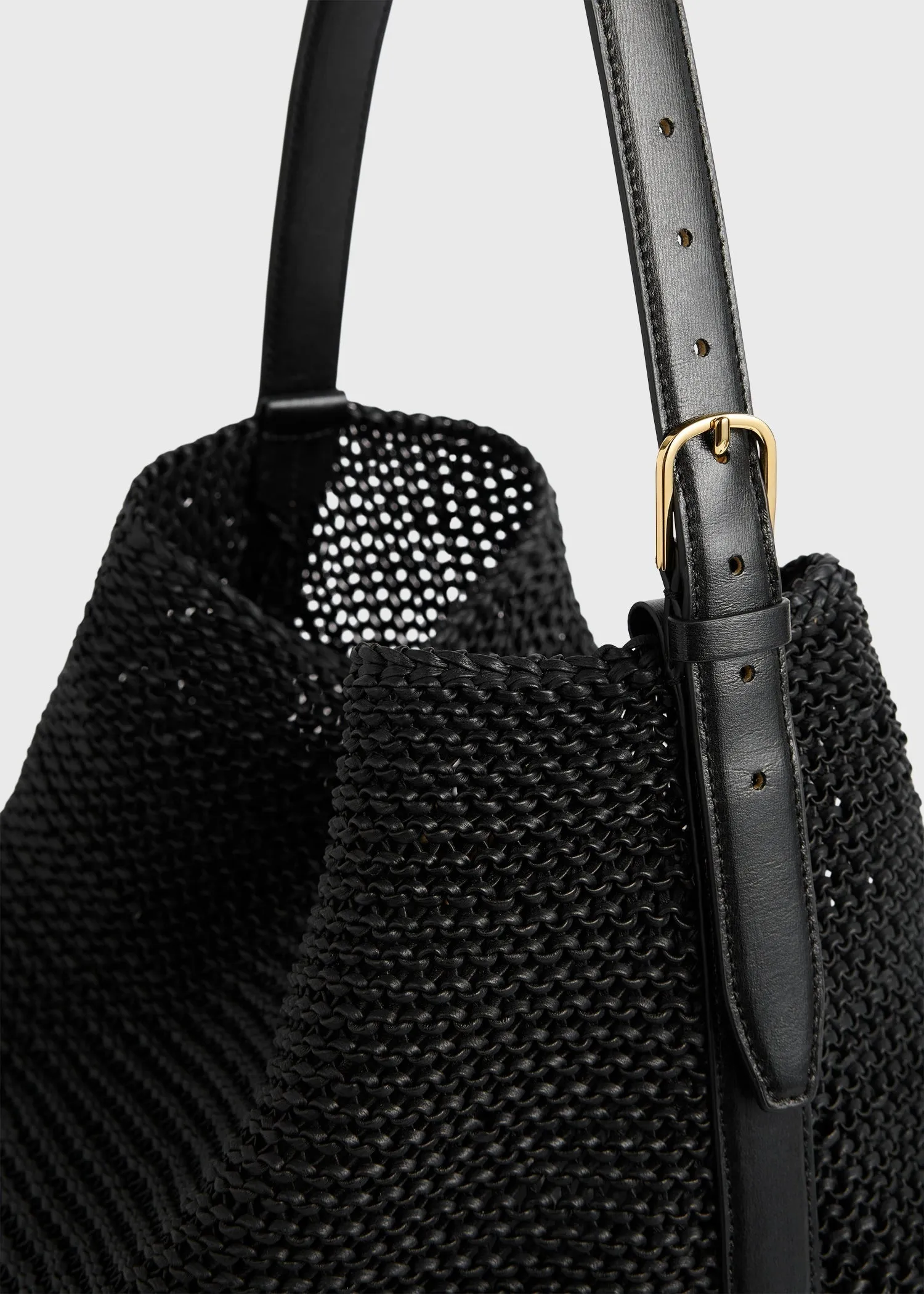 Belted woven-leather tote black sold by Toteme product image thumbnail 5