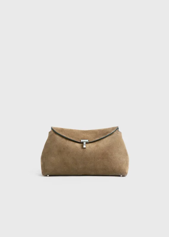 T-lock suede clutch tobacco sold by Toteme