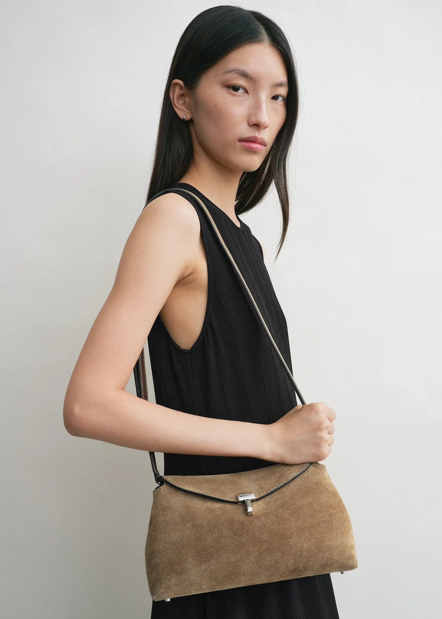 T-lock suede clutch tobacco sold by Toteme product image thumbnail 4