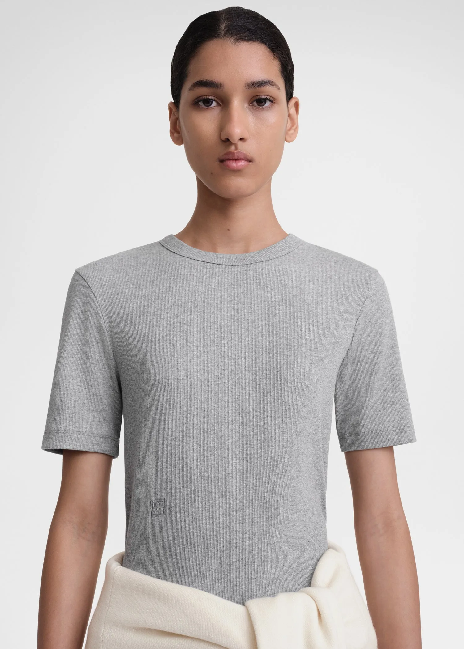 Classic rib tee grey melange sold by Toteme product image thumbnail 4